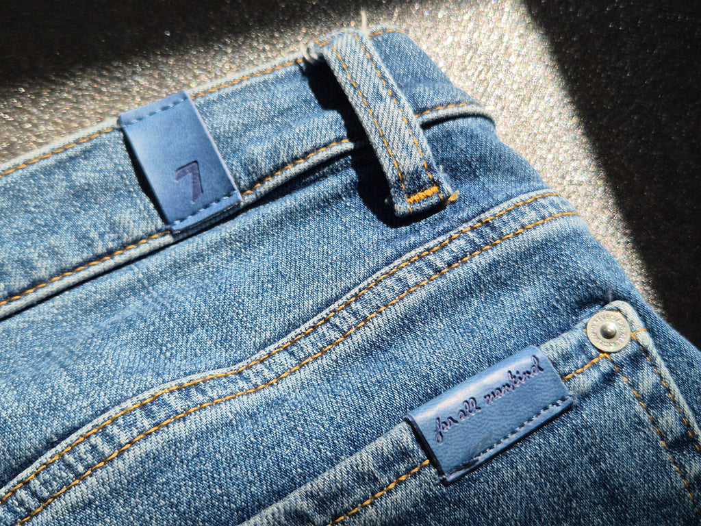 7 For All Mankind Skinny High-Waist Jeans, Gr. 29, Raw Hem, Denimblau, Gut