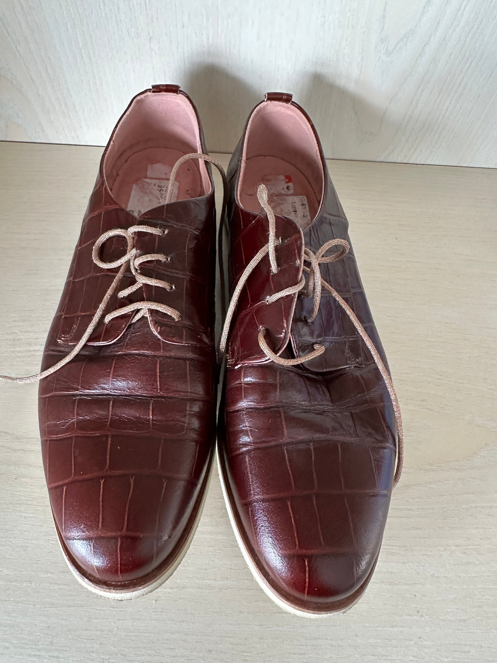 LLOYD Damen Schnürschuhe, Kroko-Prägung, Rot, Gr. 38,5, Sehr guter Zustand