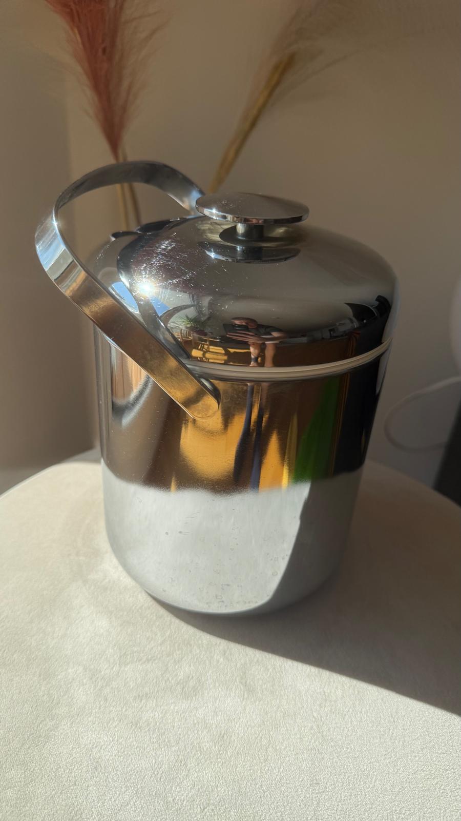 Vintage ELEPHANT Stainless Ice Bucket 1.5L w/ Tongs Silver Good Condition
