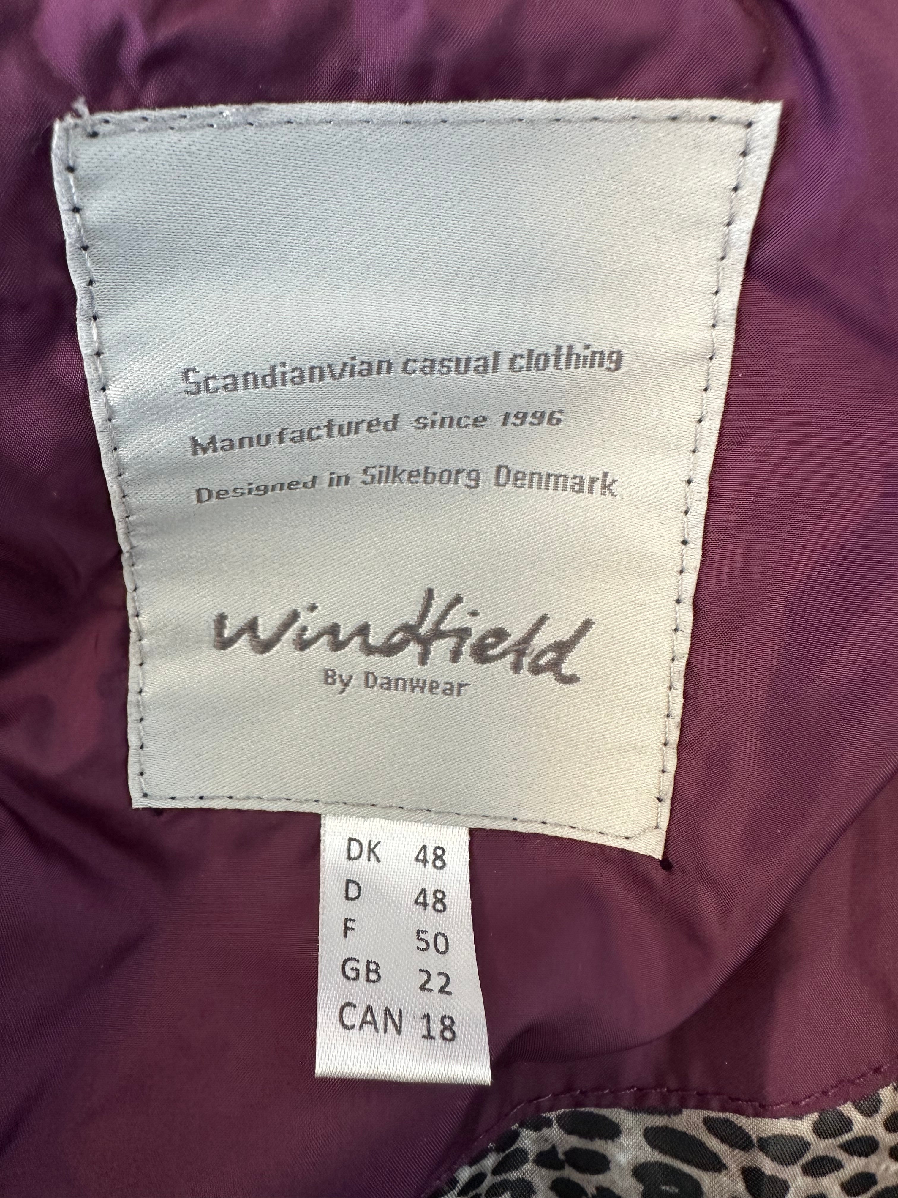 Windfield quilted winter coat, EU 48/UK 22, wine, faux-fur hood, like new