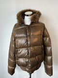 Moncler Herren Daunenjacke Shiny Nylon Olive Gr. 4 Fellkapuze Gebraucht