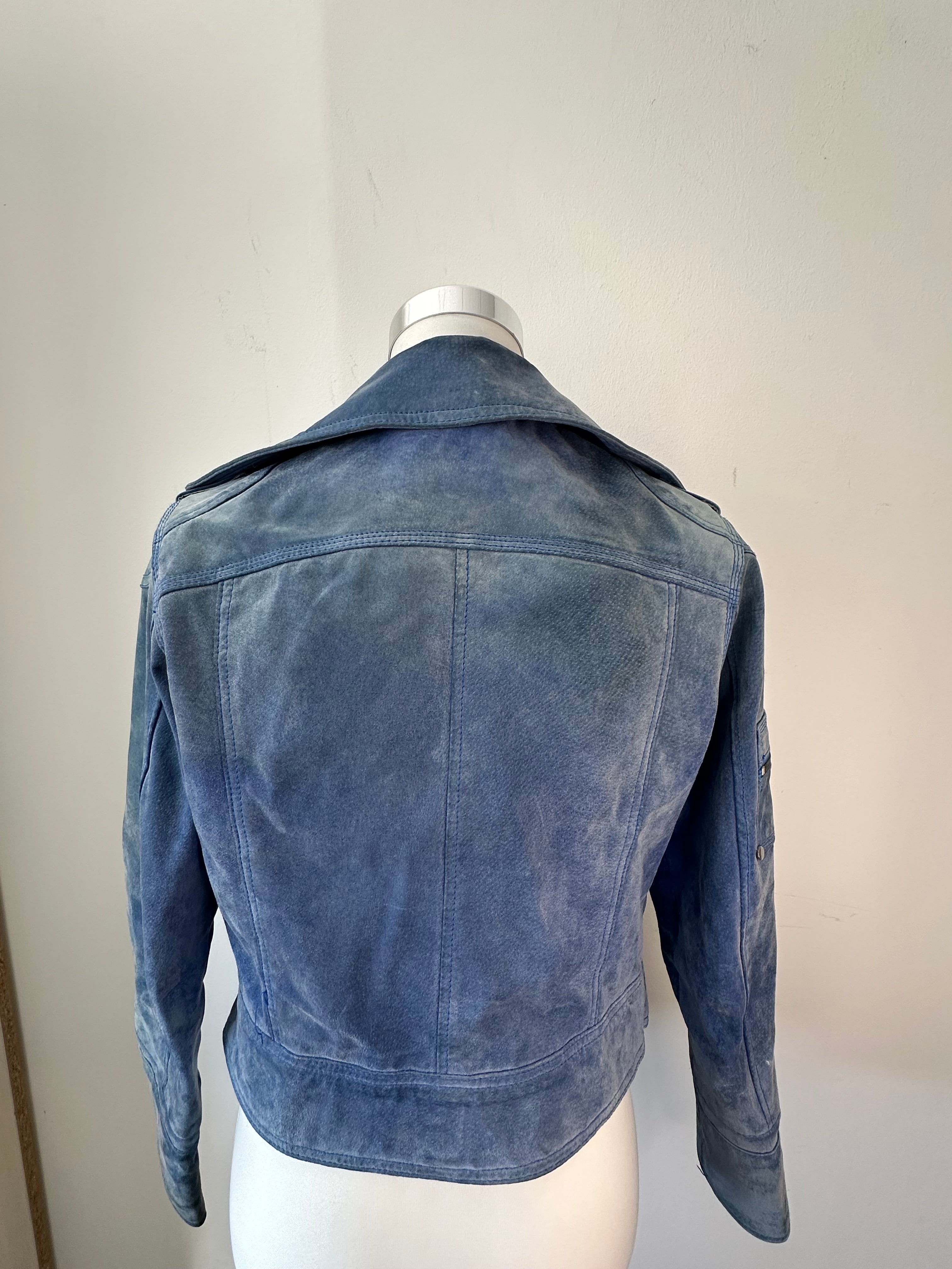 Goosecraft Biker 406 Damen Jacke – Wildleder, Blau, Größe L, Gebraucht