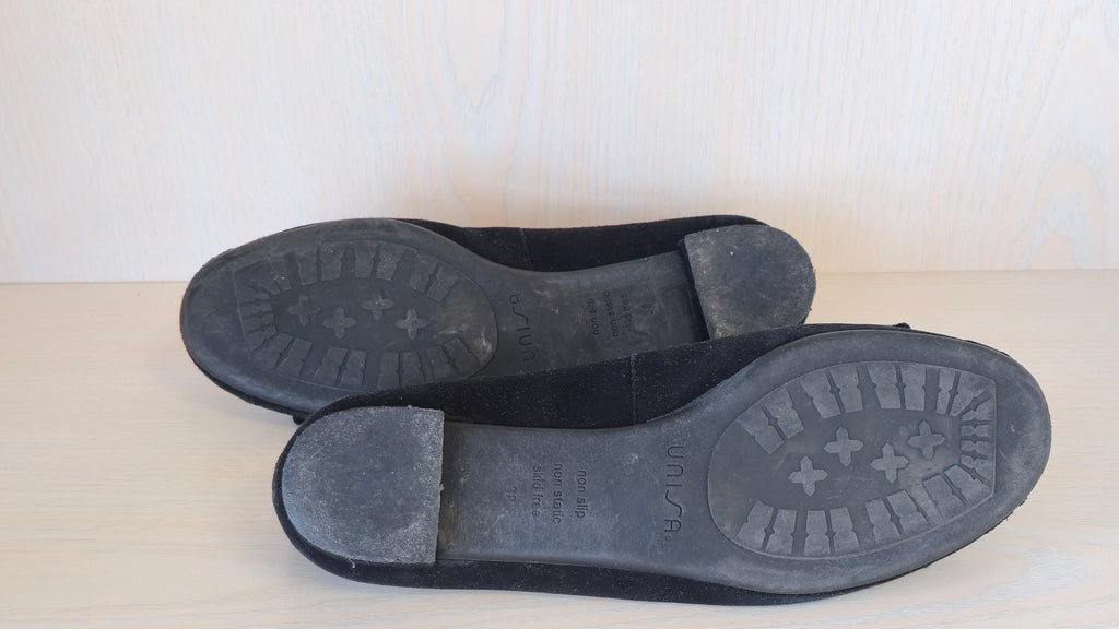 Unisa Suede Ballet Flats Black | EU 38 | Bow Detail | Normal Use