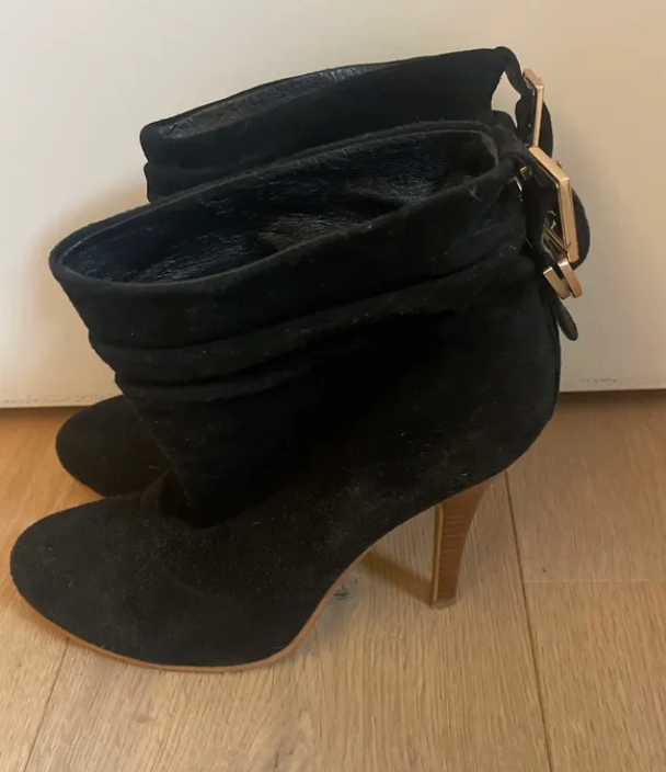 Tory Burch Wildleder Ankle Boots Schwarz 39 – Ledersohle, guter Zustand