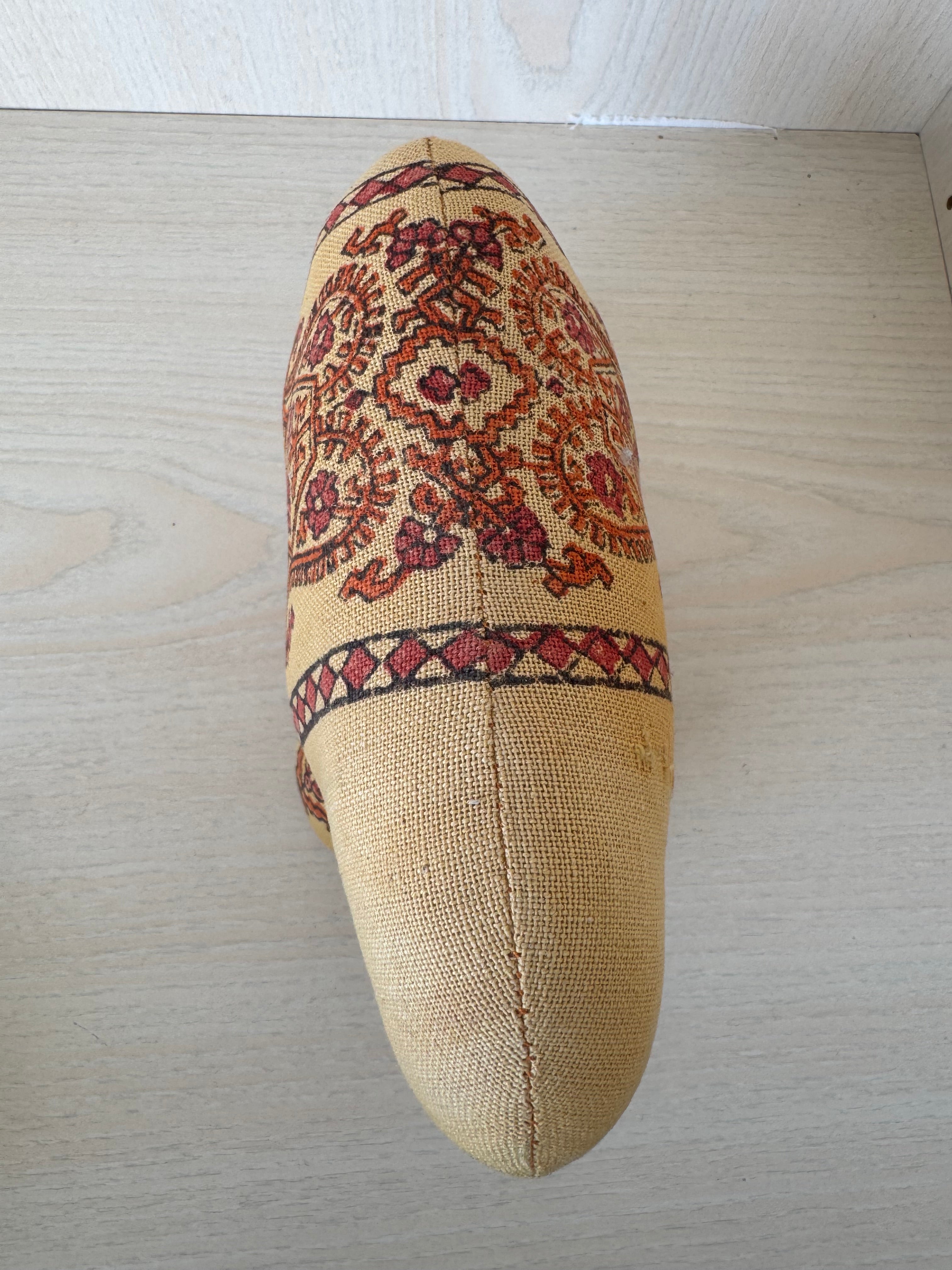 Handcrafted Fabric Elephant Plush Toy, Yellow with Red, 15cm, Good Condition