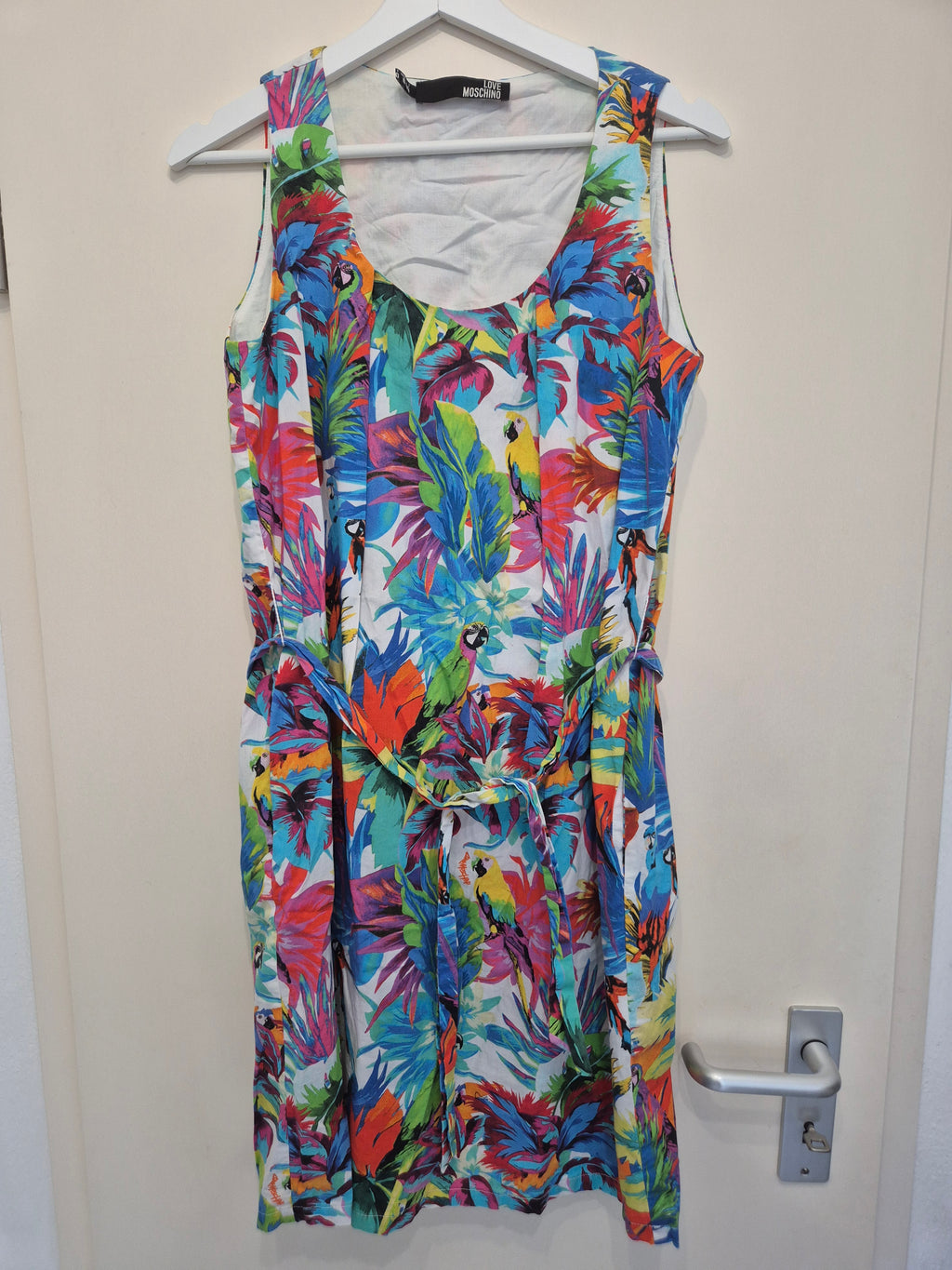 Love Moschino Kleid Tropical Papagei Gr. L / IT 44, Multicolor, 100% Baumwolle