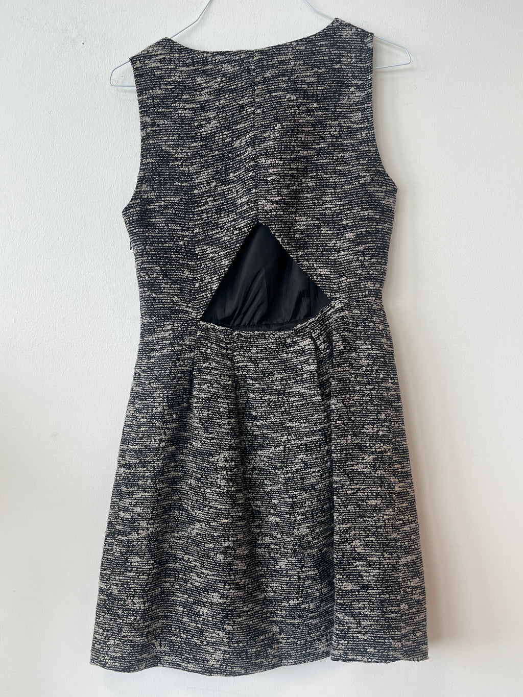VILA Tweed Dress XS Grey Black | Back Cut-Out | Very Good Condition