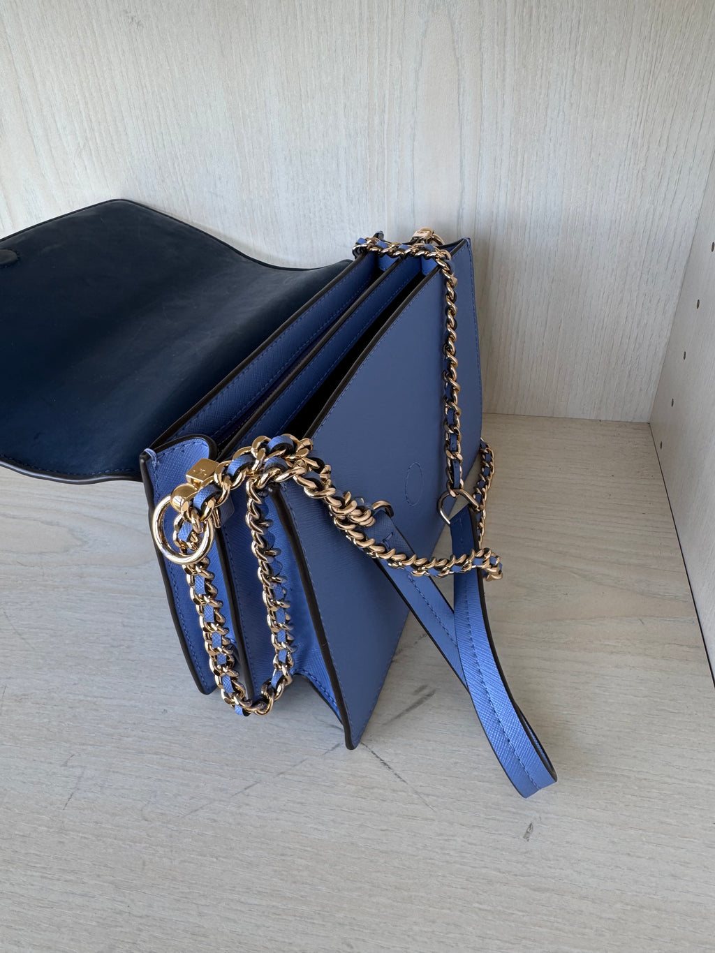 Tory Burch Robinson Convertible Shoulder Bag, Medium, Blue, Very Good