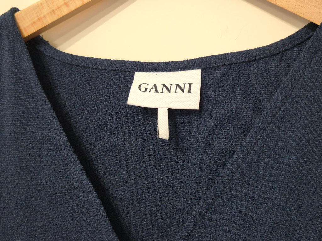 GANNI V-Ausschnitt Strickkleid Schwarz S Wie Neu