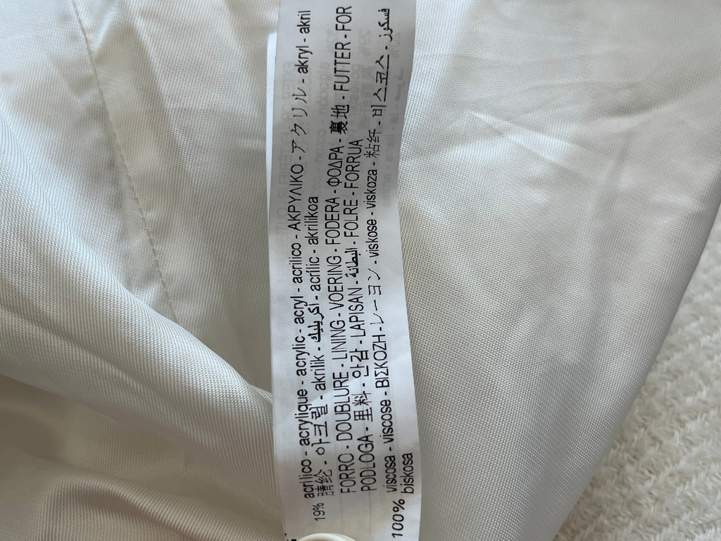 Zara Wool Blend Double-Breasted Coat, Ecru White, Size M, Poor Condition