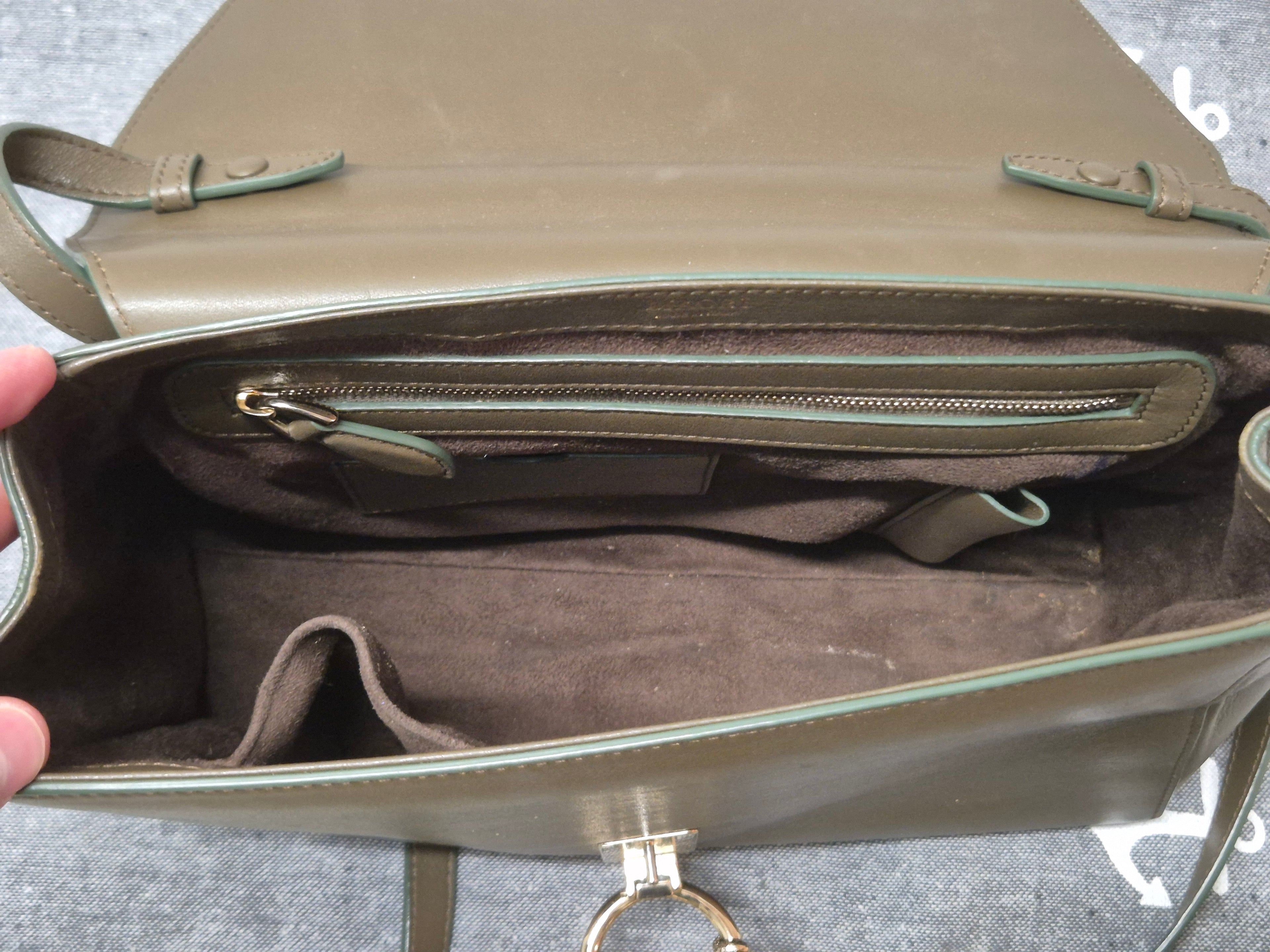 Roberto Cavalli Serpentine Bag, Olive Leather, Python Handle, Medium, Good
