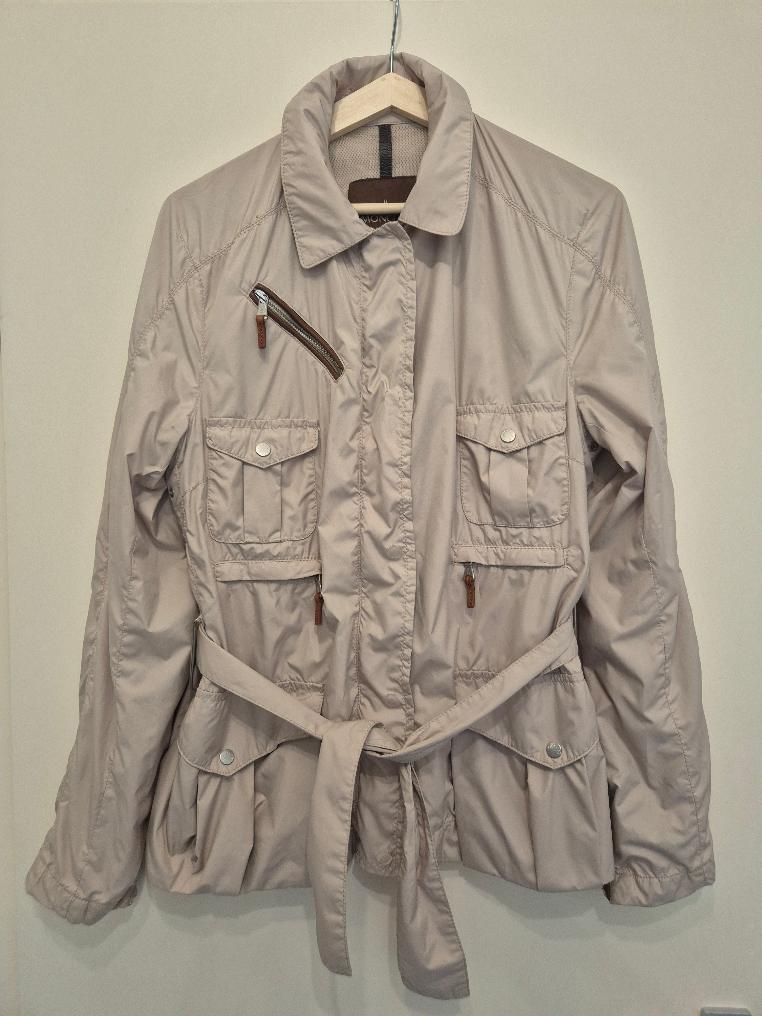 Moncler Women’s Field Jacket Size 2 (EU 38) Beige with Leather Trims Used