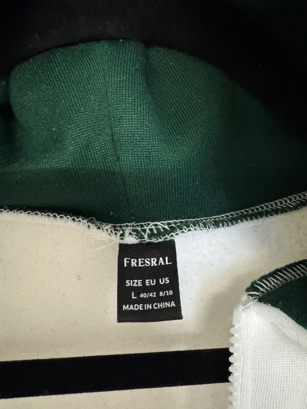 Fresral Zip Hoodie „Brooklyn New York“ – Weiß/Grün, Größe L (EU 40/42), Top