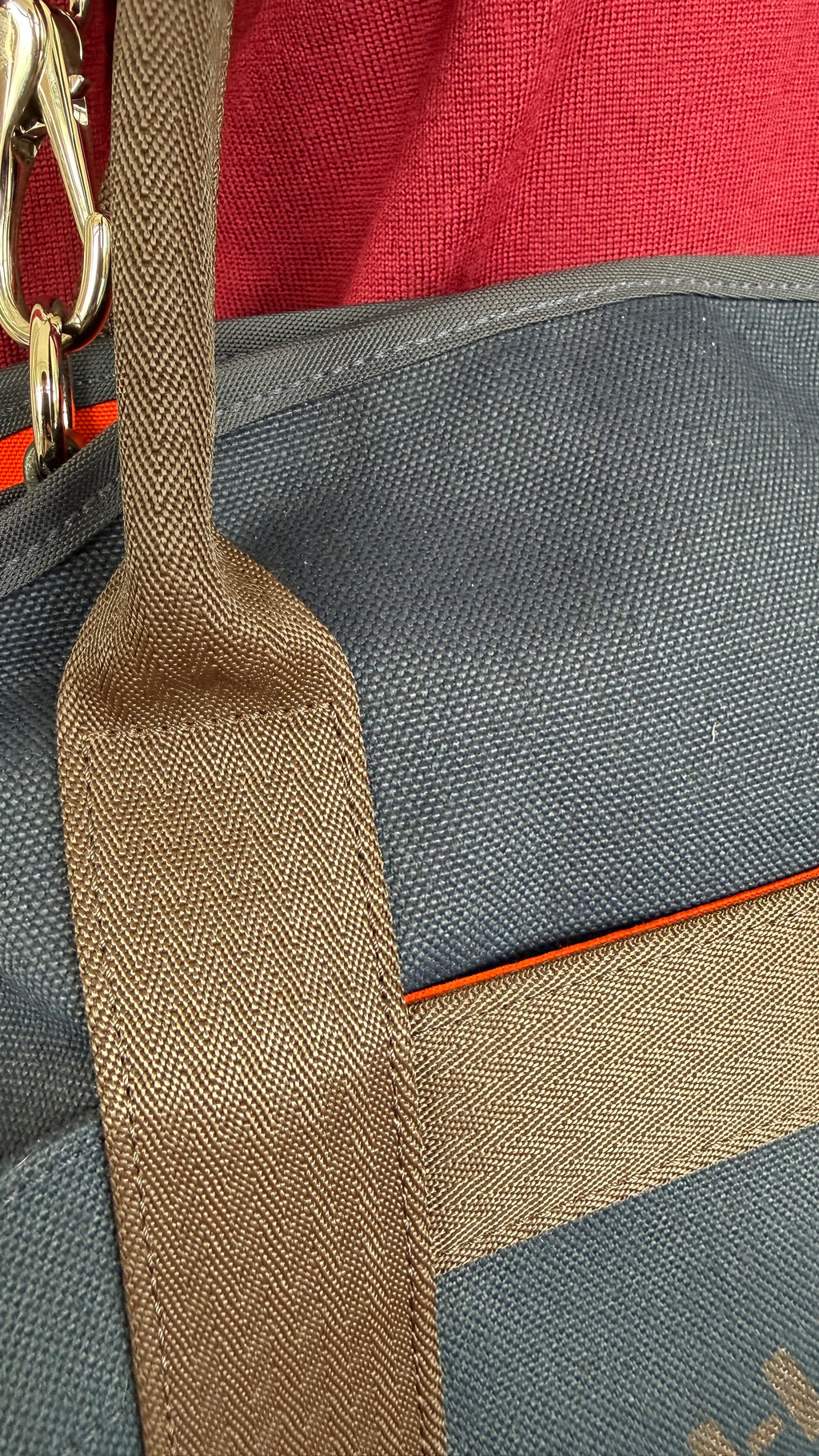 Hermès Sac de Pansage Groom Medium Canvas Navy/Braun mit Riemen, sehr gut