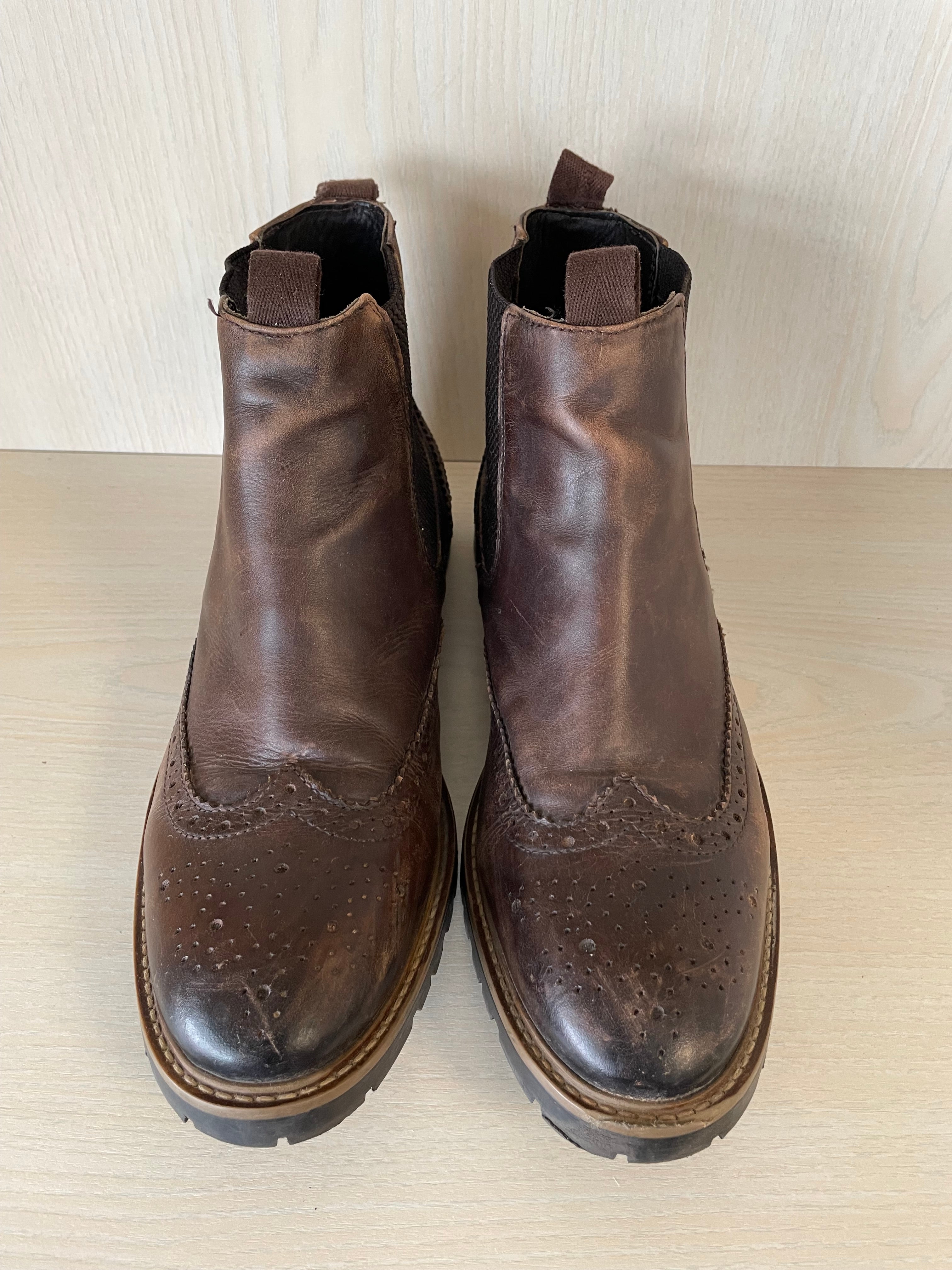 Florsheim Streets Chelsea Gore Brogue Boots Leder Braun EU 43 Normalgebrauch