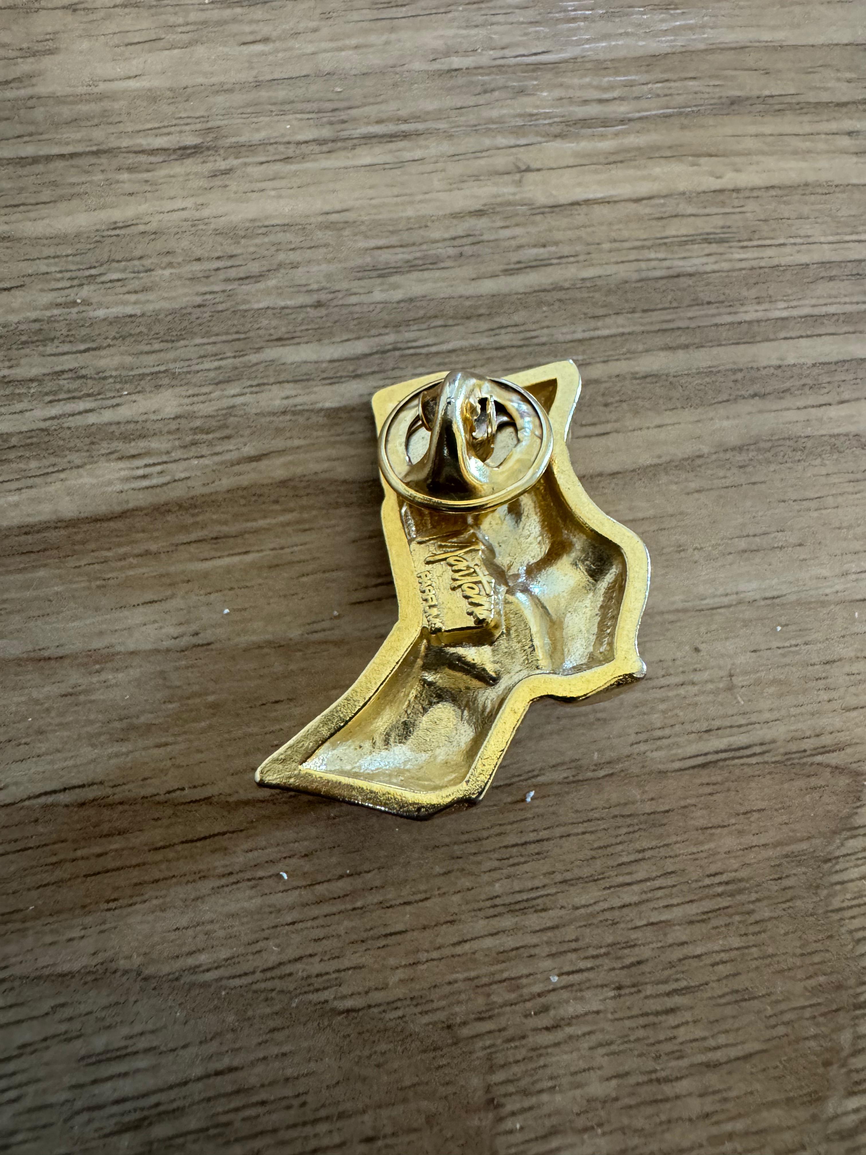 Vintage Claude Montana Gold-Tone Sculptural Brooch, 5 cm, Very Good Condition