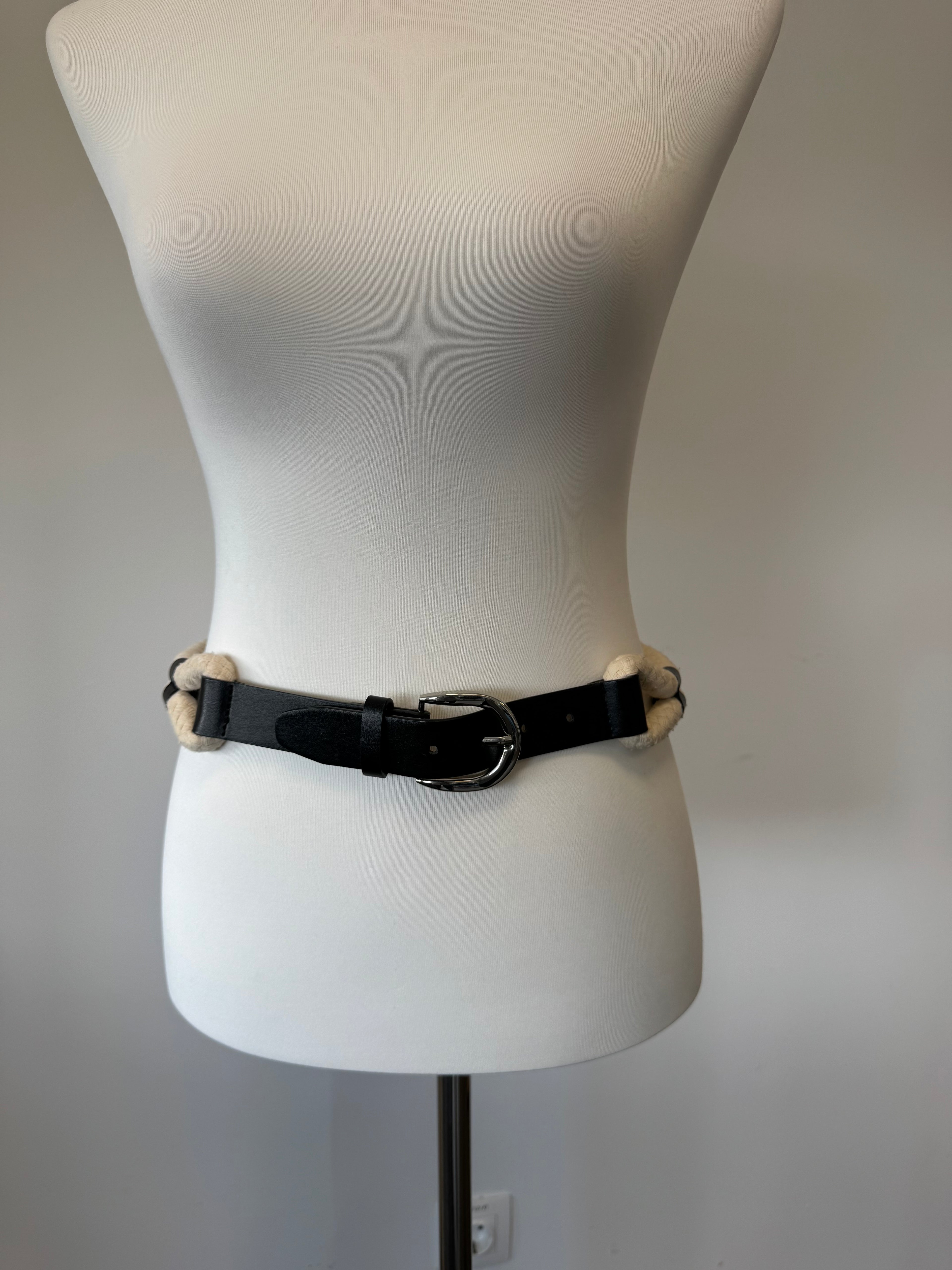 Zara Rope & Leder Taillengürtel, Schwarz/Natur, Gr. M, sehr guter Zustand