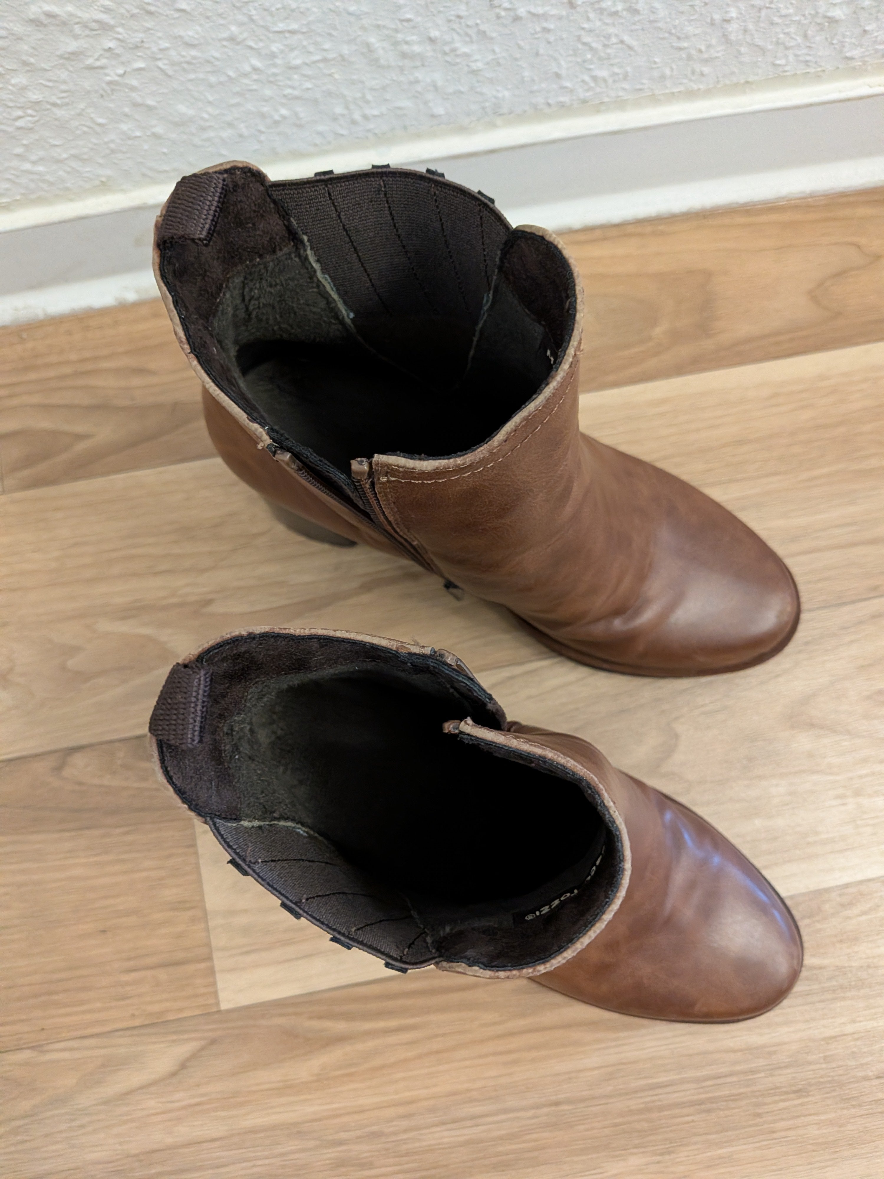 Marco Tozzi Leder Stiefeletten braun, Blockabsatz, wie neu