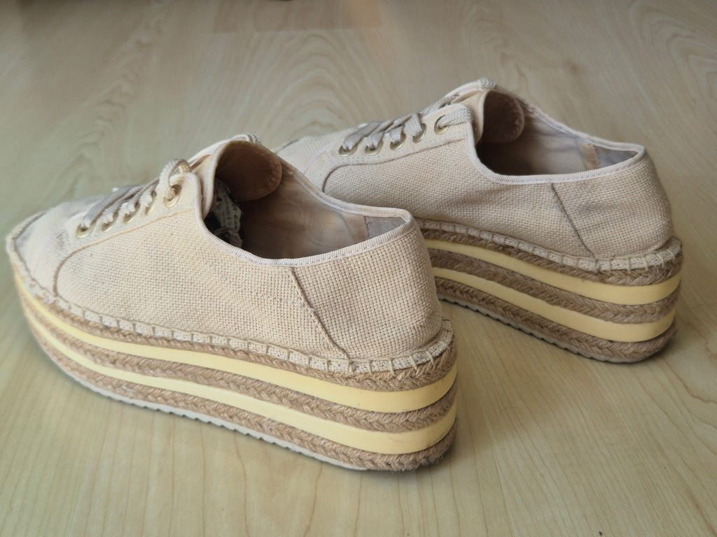 Stradivarius platform espadrille sneakers, EU 40, beige, normal use