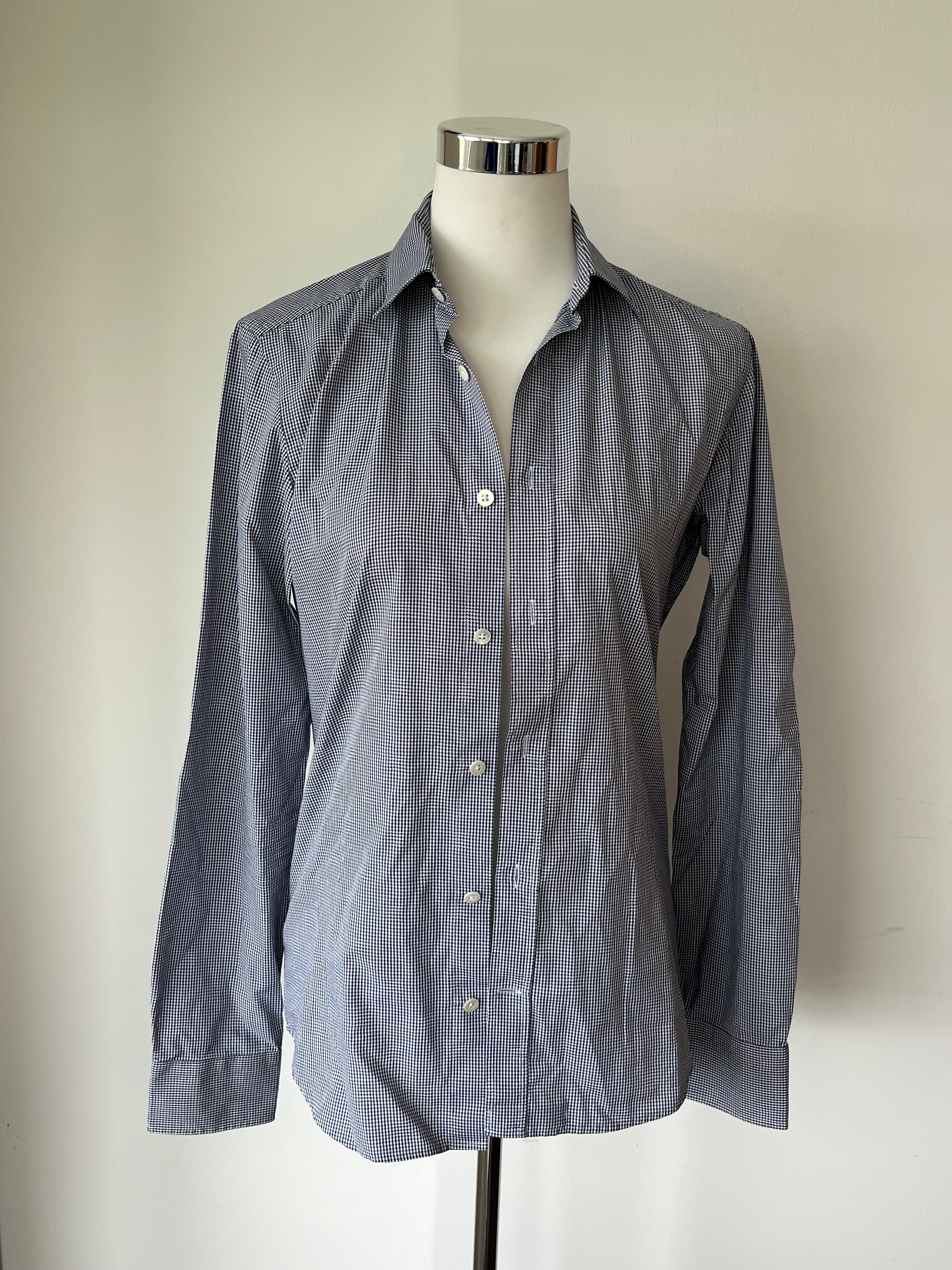 Sarar Men’s Shirt 37 Tessitura Monti Blue/White Check Very Good Condition