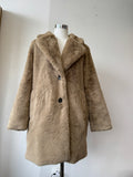 Zara Teddy Coat – Faux Fur, Beige, Size M, Very Good Condition