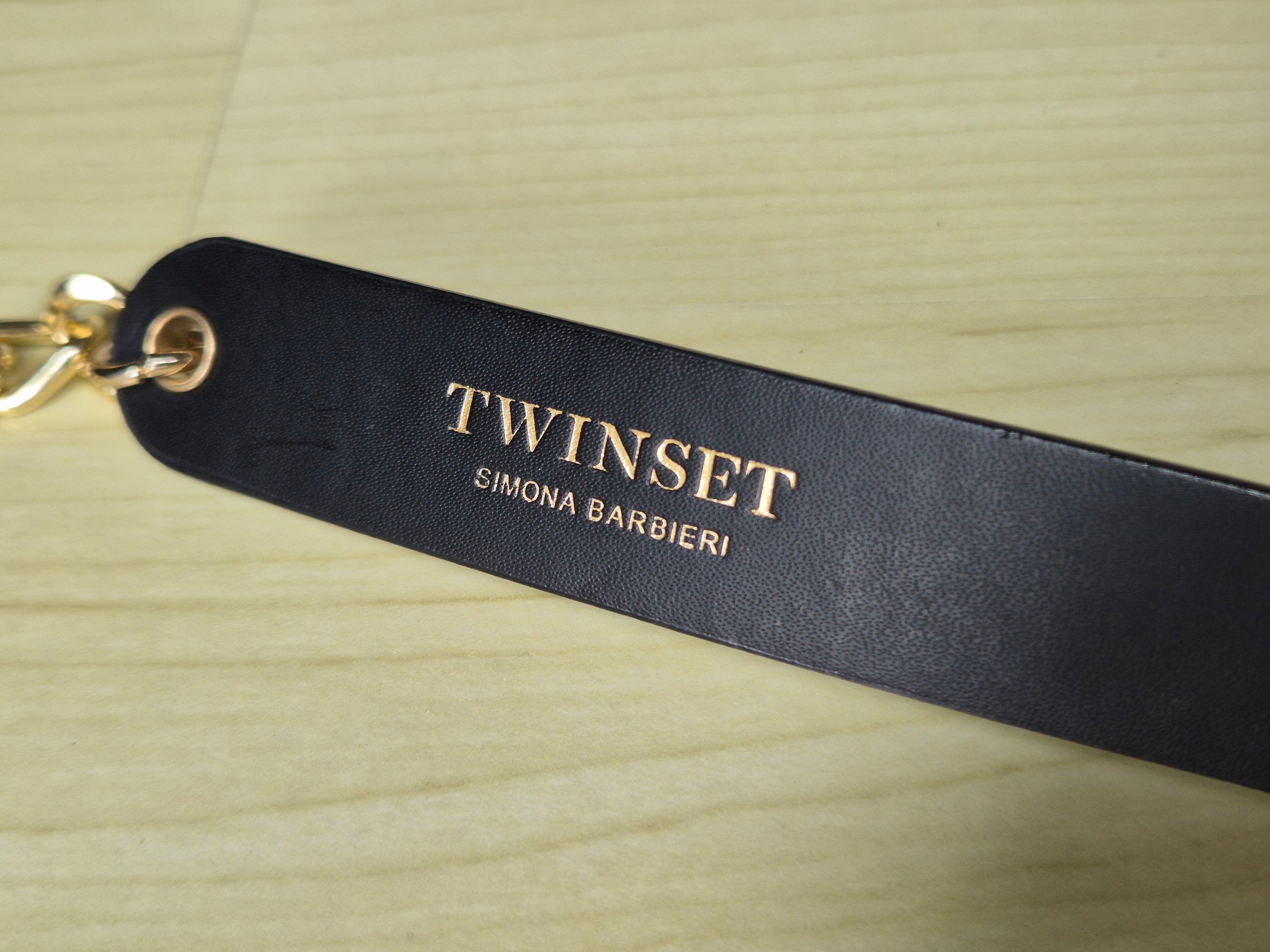 Twinset Simona Barbieri Damen Gürtel Schwarz Gold Leder Kette S 82cm Sehr Gut