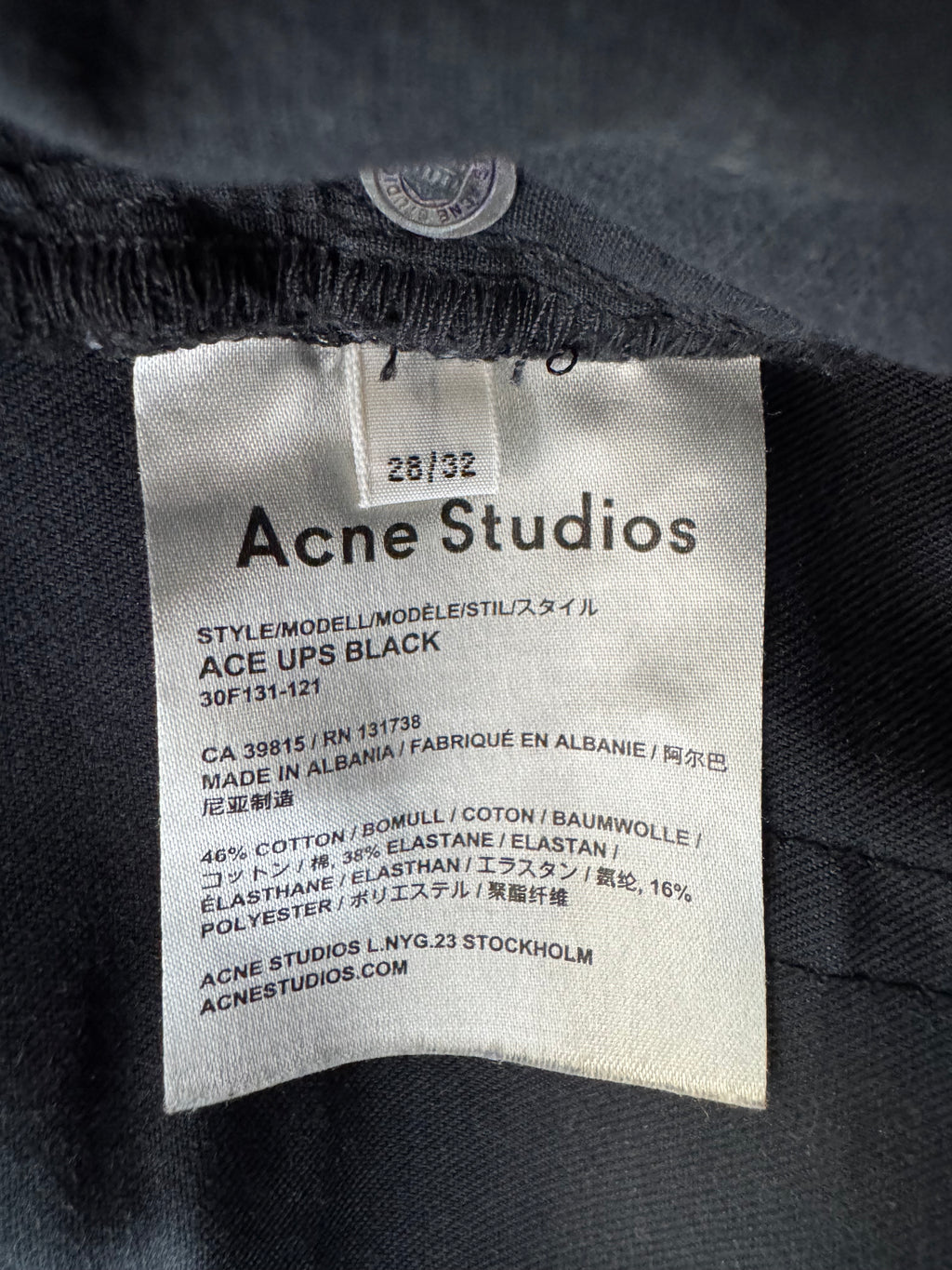 Acne Studios Ace Ups Jeans W28 L32 Schwarz – Guter Zustand