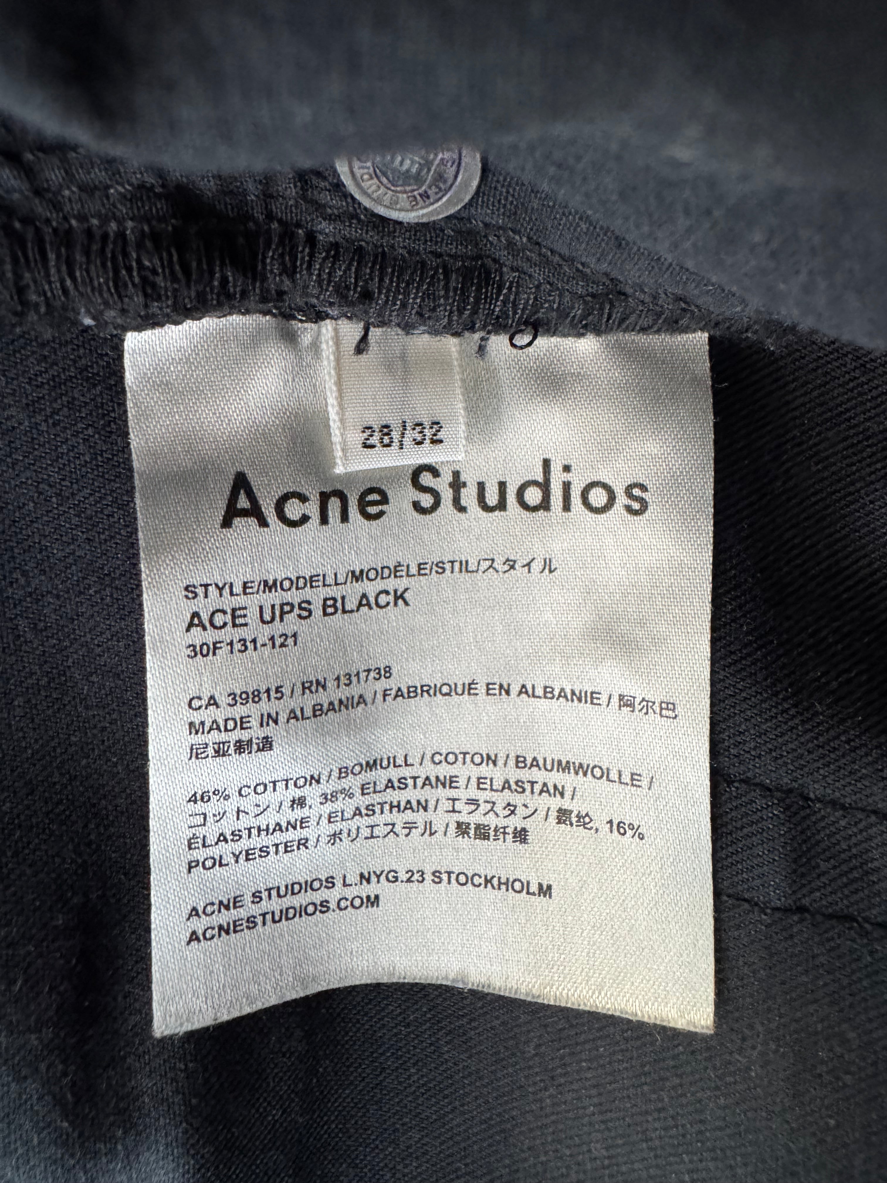 Acne Studios Ace Ups Jeans W28 L32 Schwarz – Guter Zustand