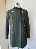 Mango Wool-Blend Coat XS – Black Double-Breasted, Gold Buttons, Good Condition