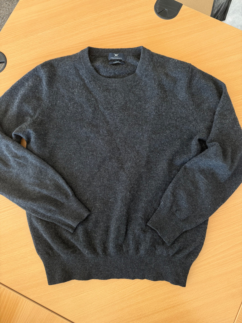 Strokesman's Kaschmir Pullover Rundhals Dunkelgrau Gr. M Sehr Gut