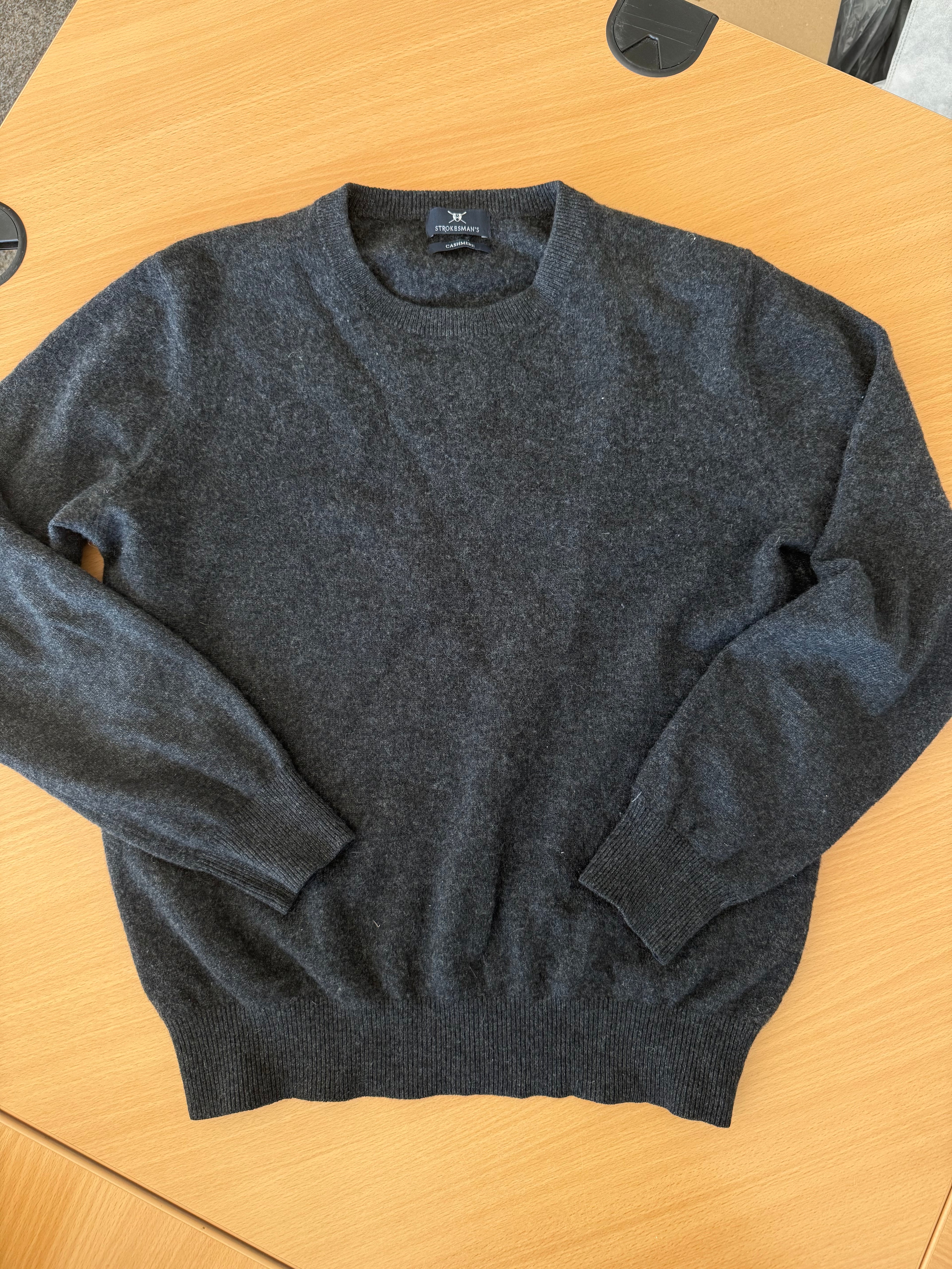 Strokesman's Kaschmir Pullover Rundhals Dunkelgrau Gr. M Sehr Gut