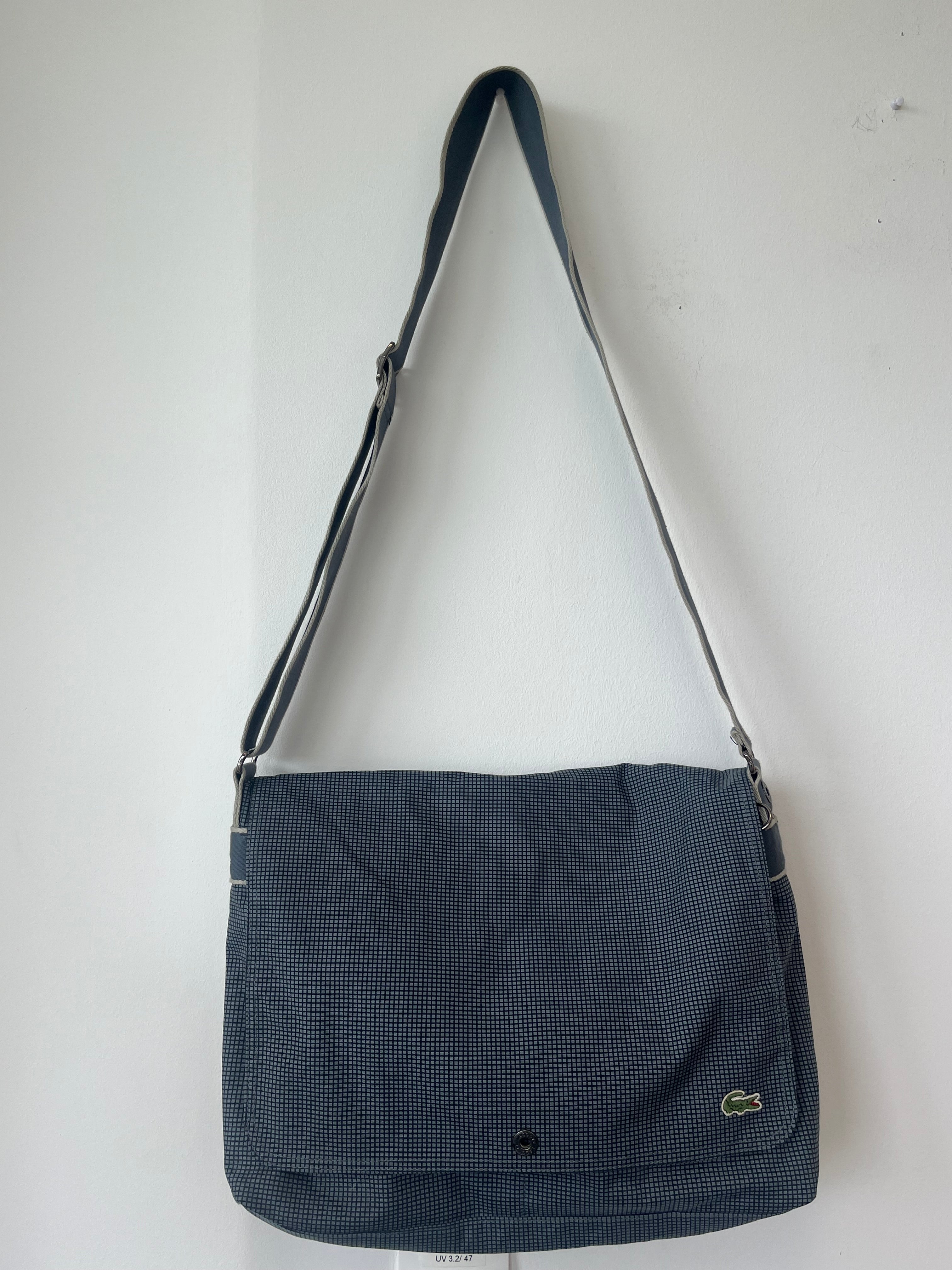 Lacoste Messenger Bag – Blau Micro-Karo – Sehr guter Zustand – Groß
