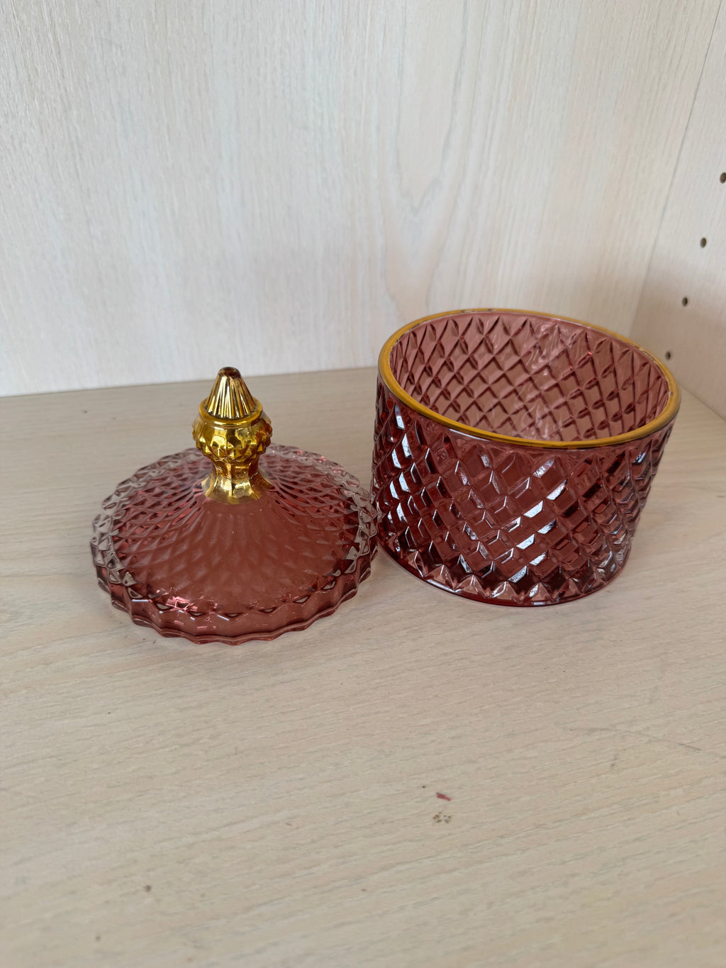 Indiana Glass Diamond Point Bonbonniere – Amberina, guter Zustand