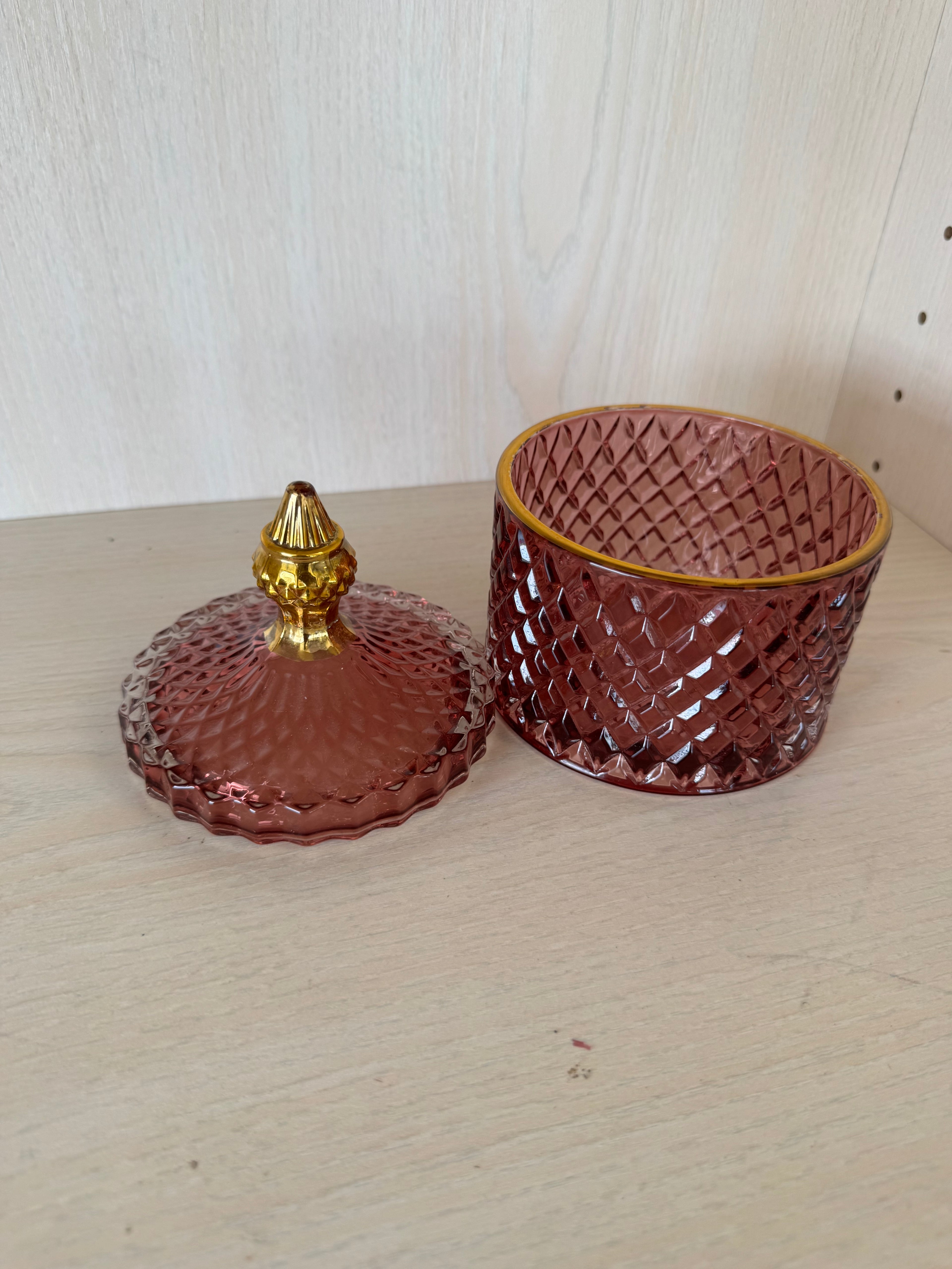 Indiana Glass Diamond Point Bonbonniere – Amberina, guter Zustand