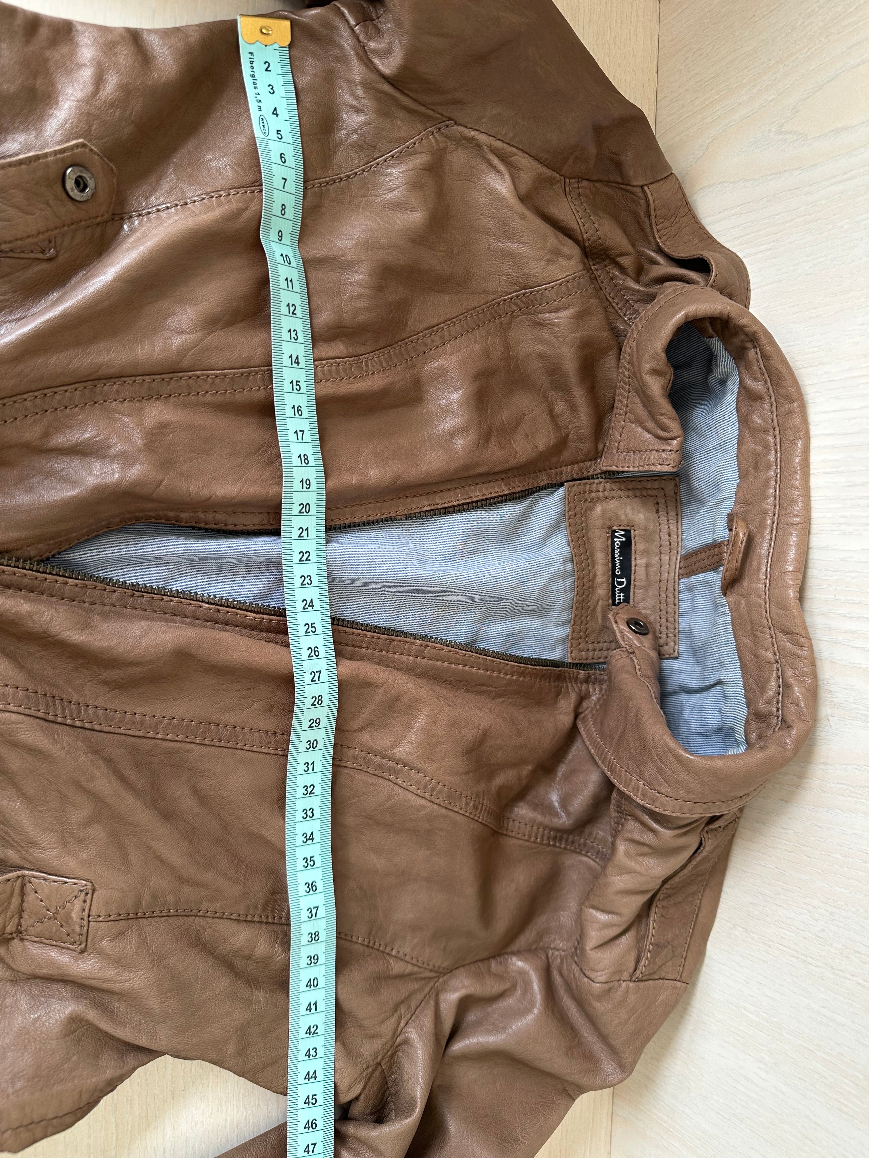 Massimo Dutti Lambskin Leather Jacket XS Brown – Very Good Condition