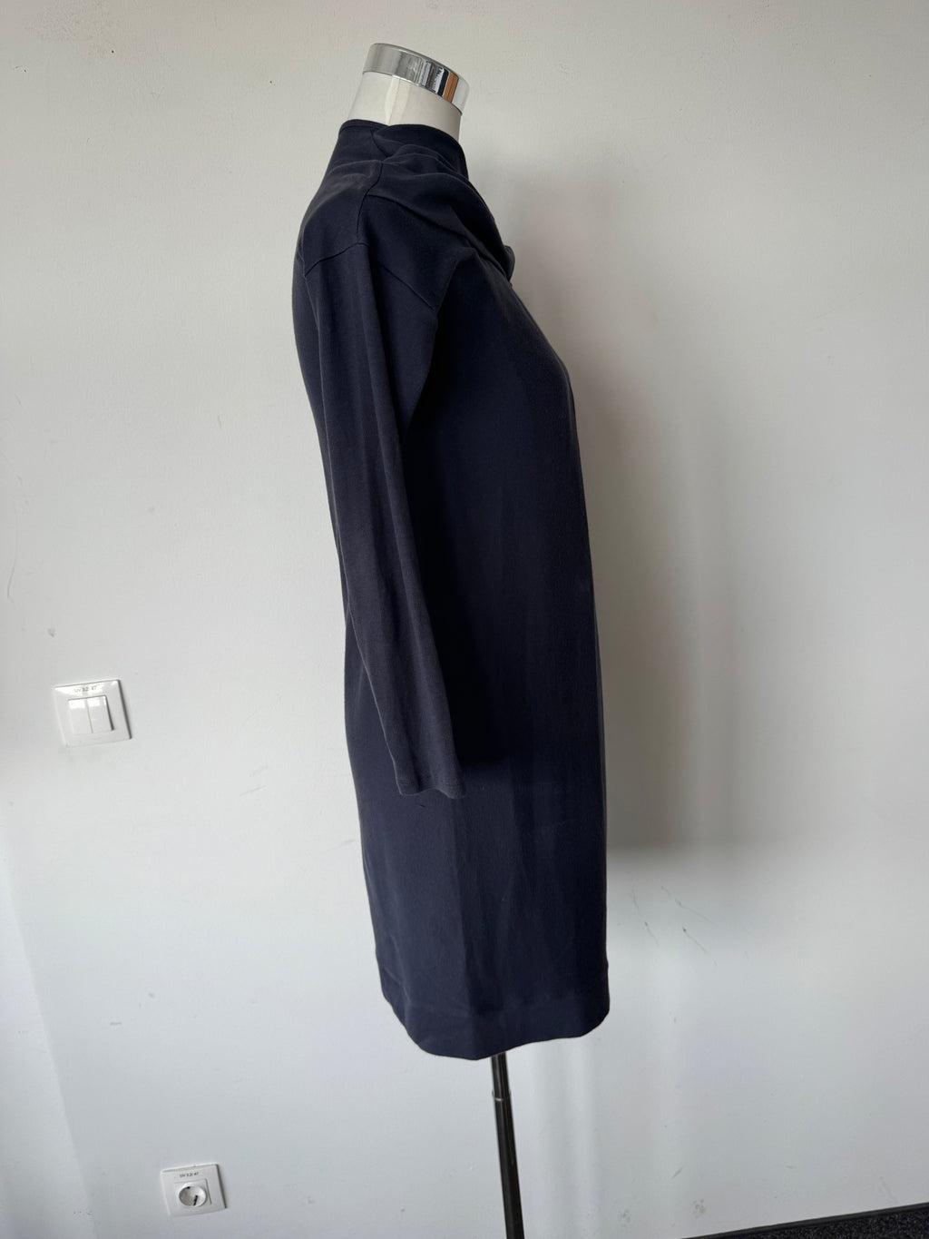 Brunello Cucinelli Cowl Neck Wollmix Kleid Navy M Sehr Gut