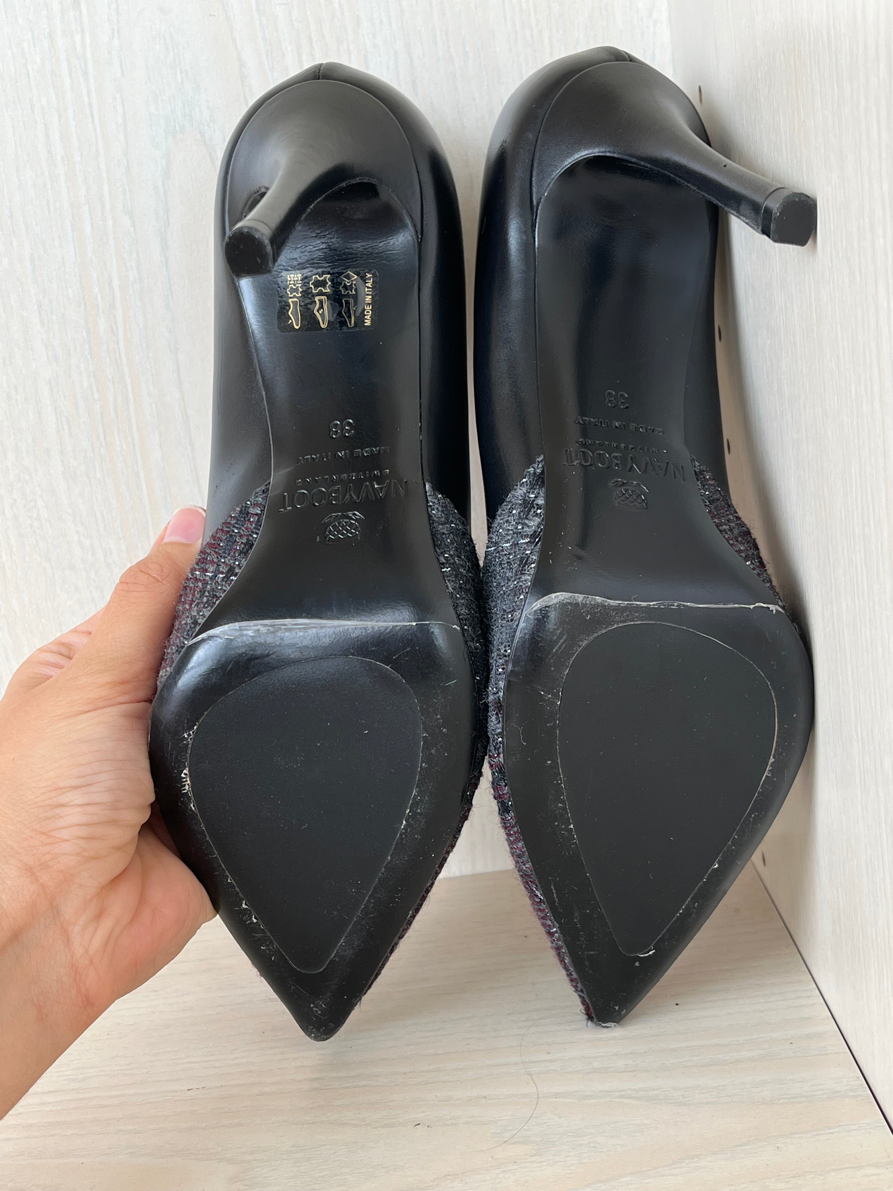 Navyboot Tweed & Leder Pumps 38 Schwarz/Rot | Sehr guter Zustand