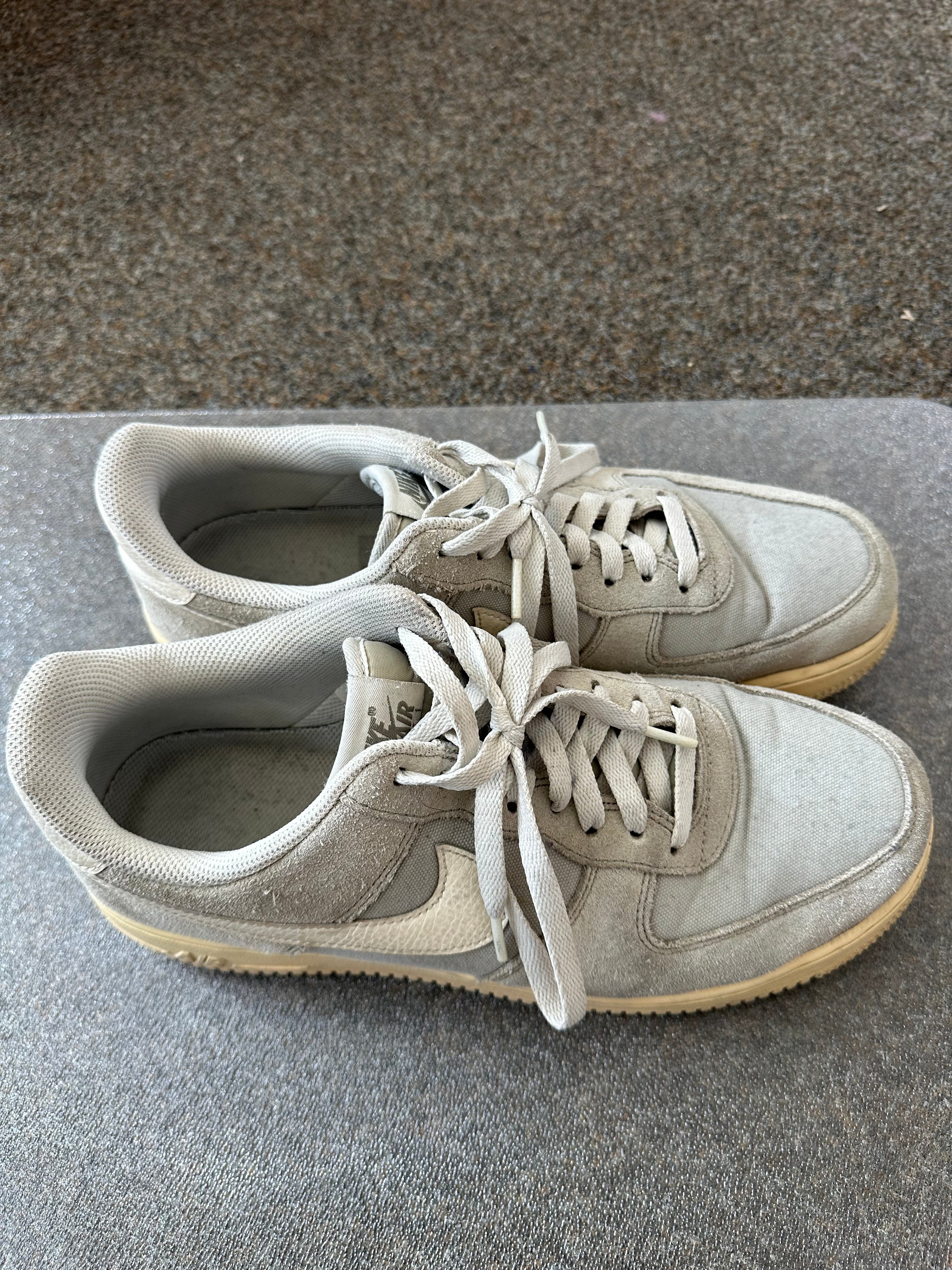 Nike Air Force 1 Low Canvas & Leder Light Smoke Grey / Gum, guter Zustand