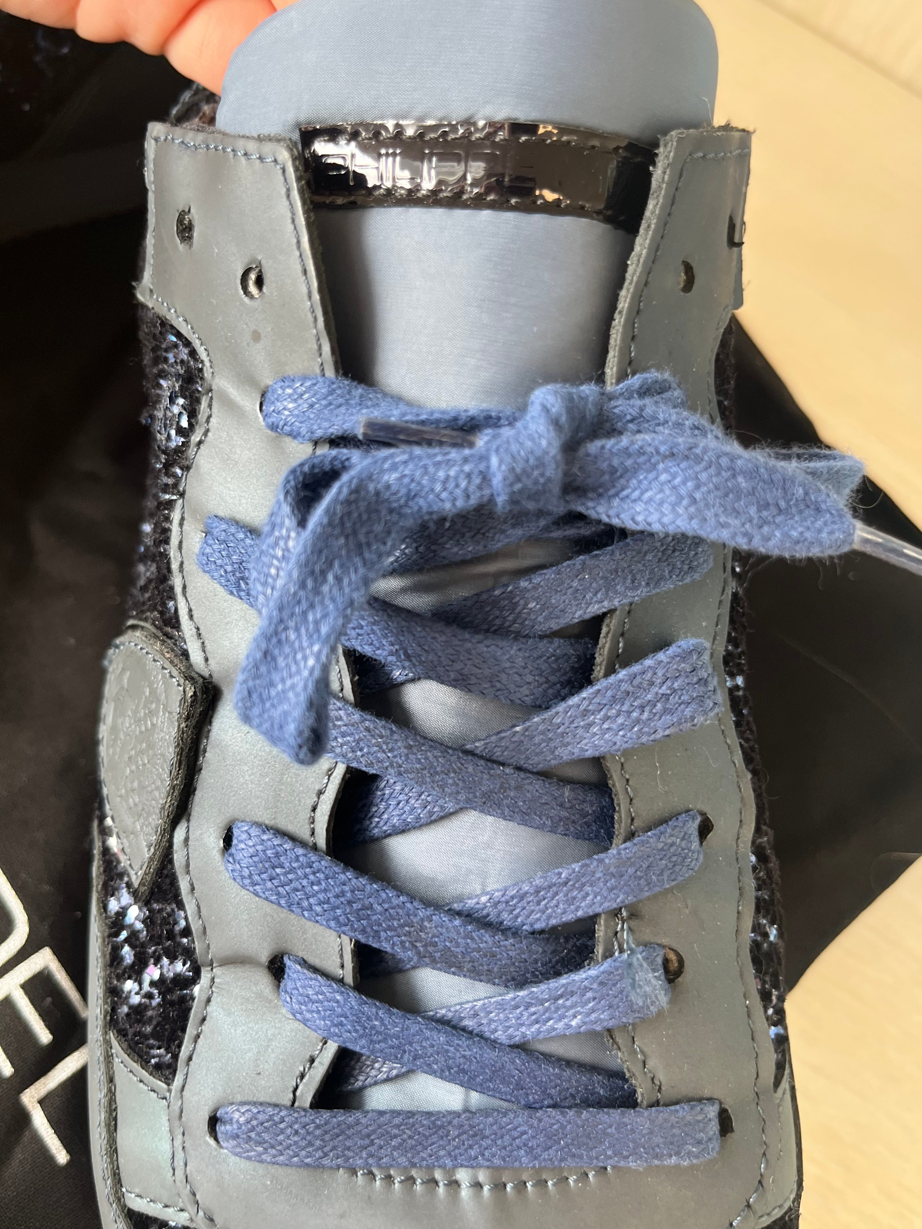 Philippe Model Paris Glitter Sneaker – Black/Silver, EU 40, Very Good Condition