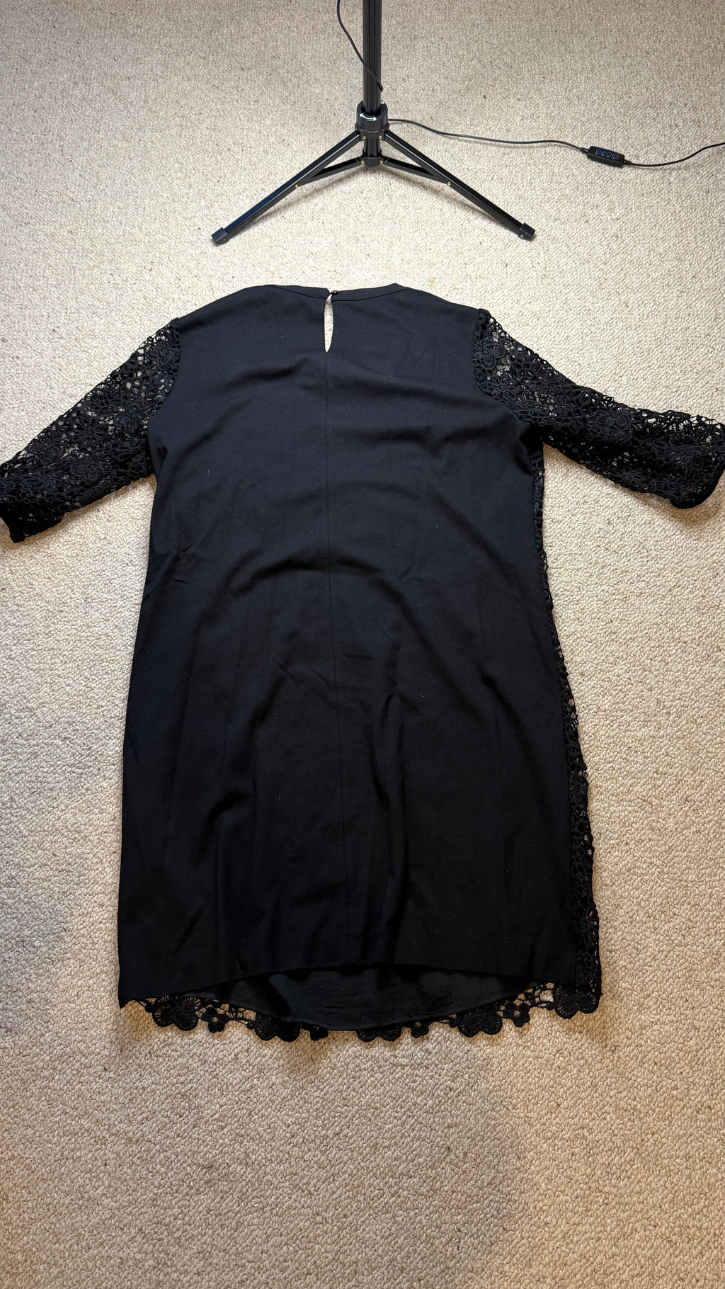 LeComte Black Crochet Lace Dress Size 44 – Like New