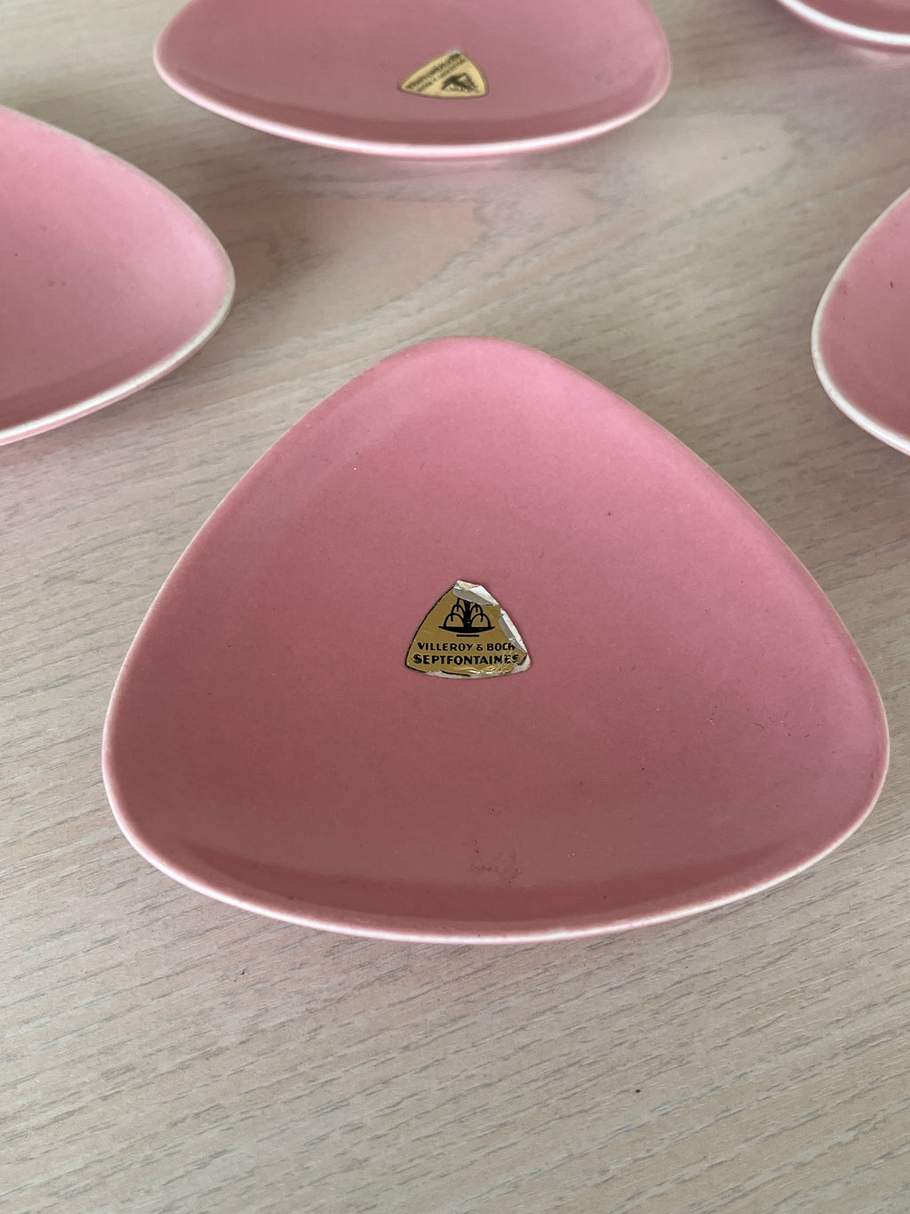 5x Villeroy & Boch Septfontaines Schalen Rosa 11cm | Gut | Dreieckig