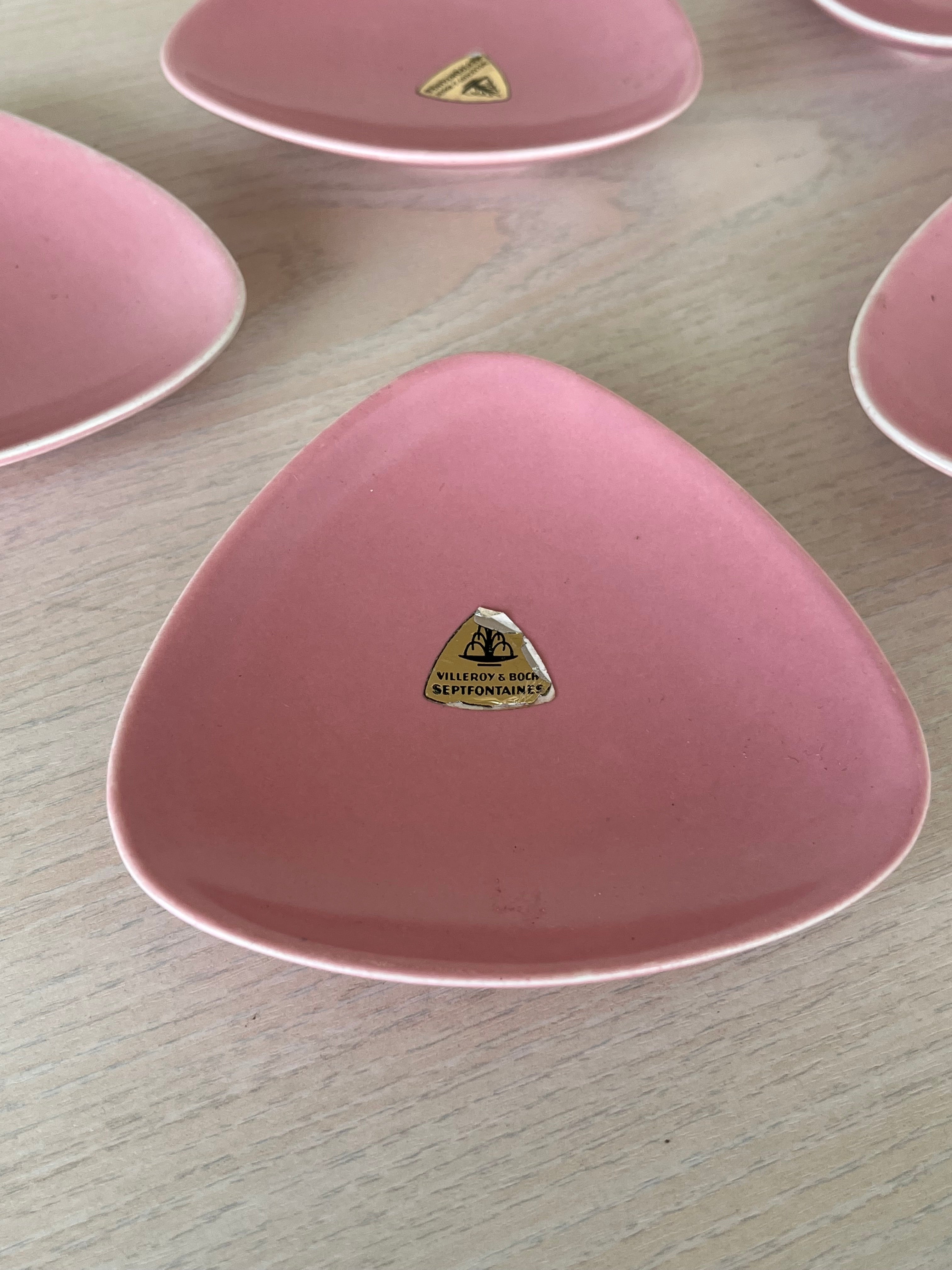5x Villeroy & Boch Septfontaines Schalen Rosa 11cm | Gut | Dreieckig