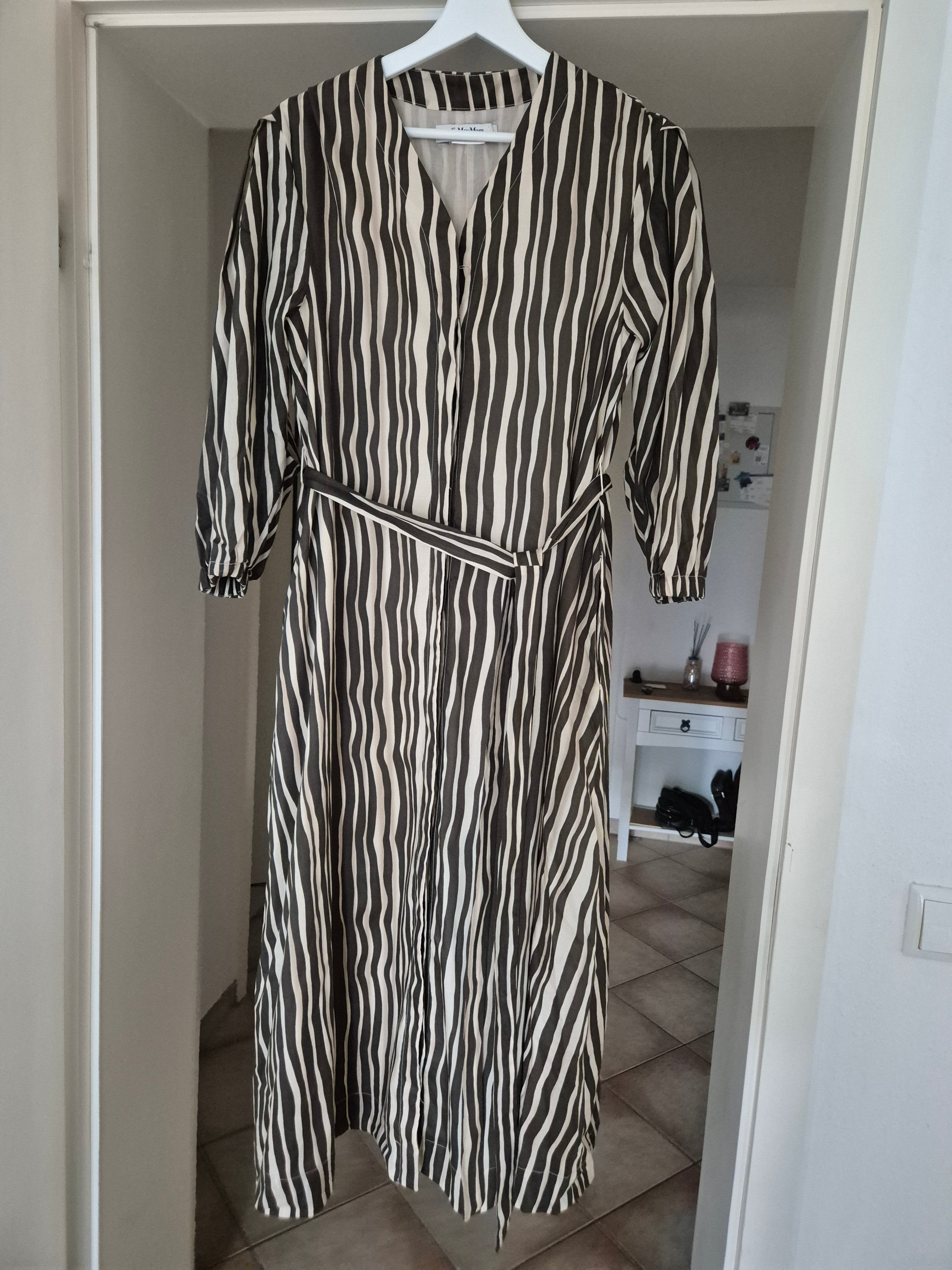 S MaxMara Zebra Print Shirt Dress, Brown/Beige, Size M, Good, with Belt