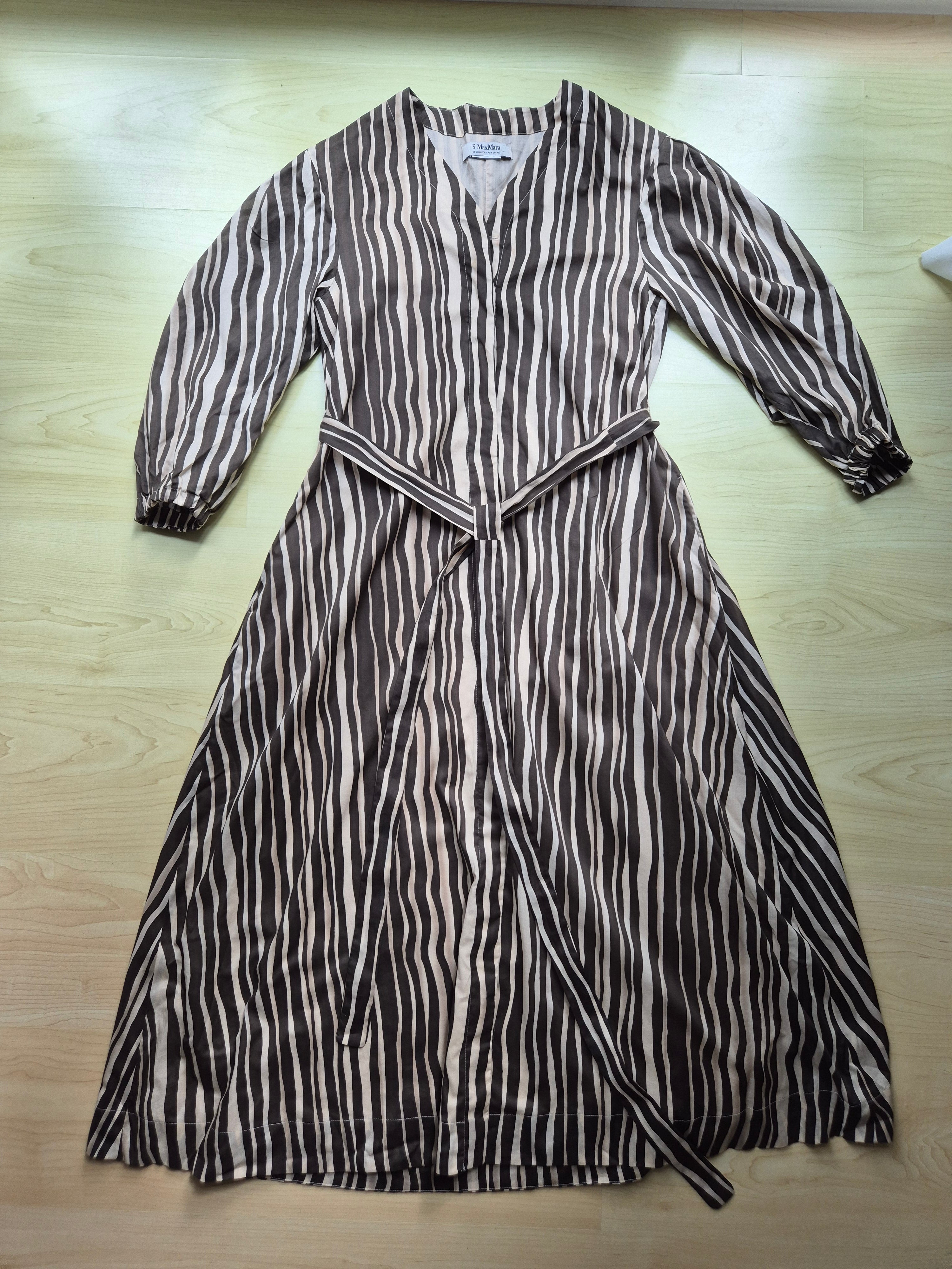 S MaxMara Zebra Print Shirt Dress, Brown/Beige, Size M, Good, with Belt