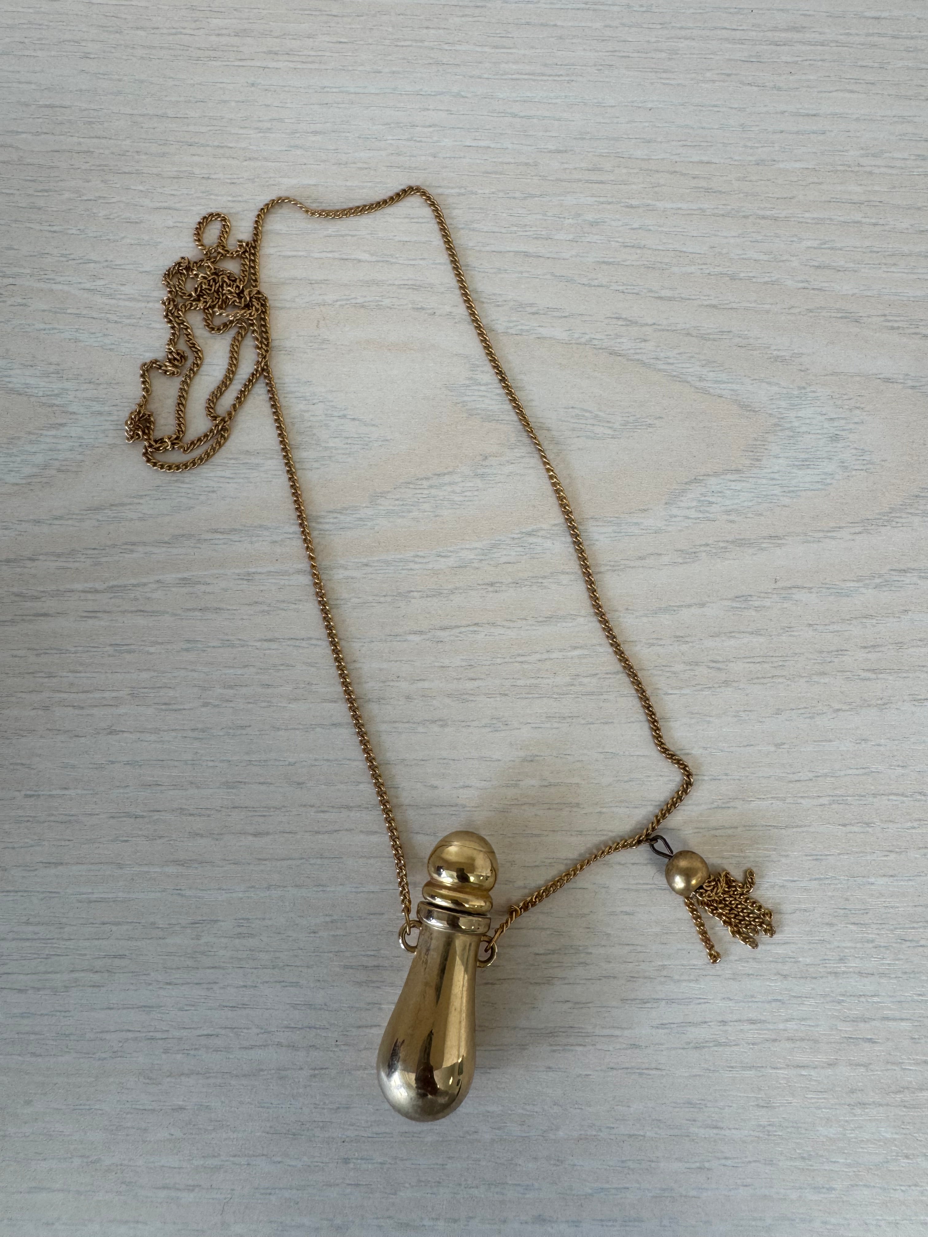 Vintage „Moschus“ Parfümflakon Anhänger, goldfarben, 5 cm, guter Zustand