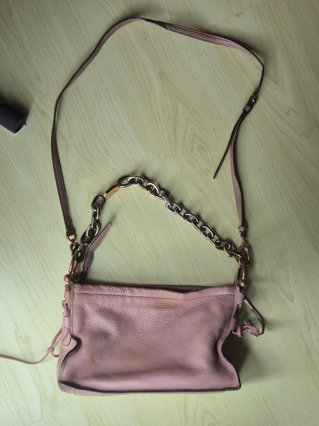 Stuart Weitzman Shoulder/Crossbody Bag, Pink, Leather & Suede, Poor Condition