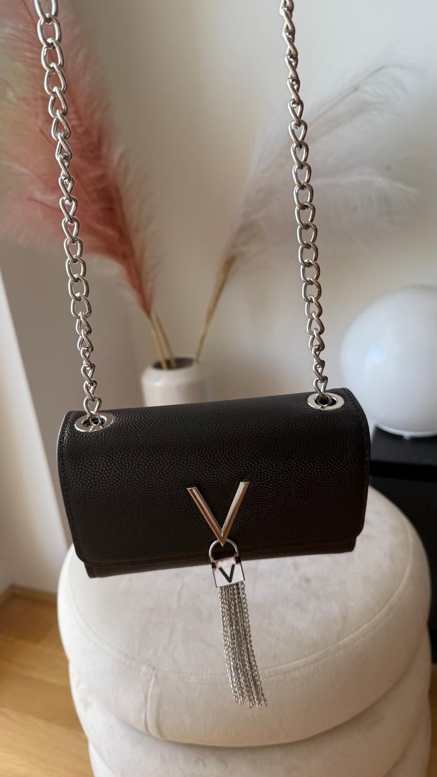 Valentino Divina Crossbody Bag | Black Faux Leather | Good Condition