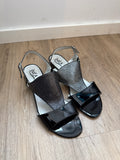 INÉA Slingback-Sandalen Leder, Gr. 39, Schwarz, sehr guter Zustand