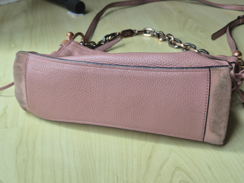 Stuart Weitzman Shoulder/Crossbody Bag, Pink, Leather & Suede, Poor Condition