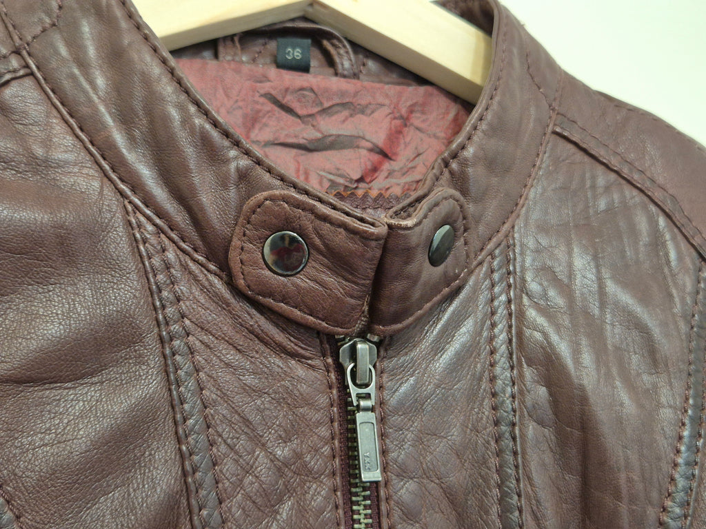 Saki Collection Medina Lederjacke Braun Größe 36, gebraucht